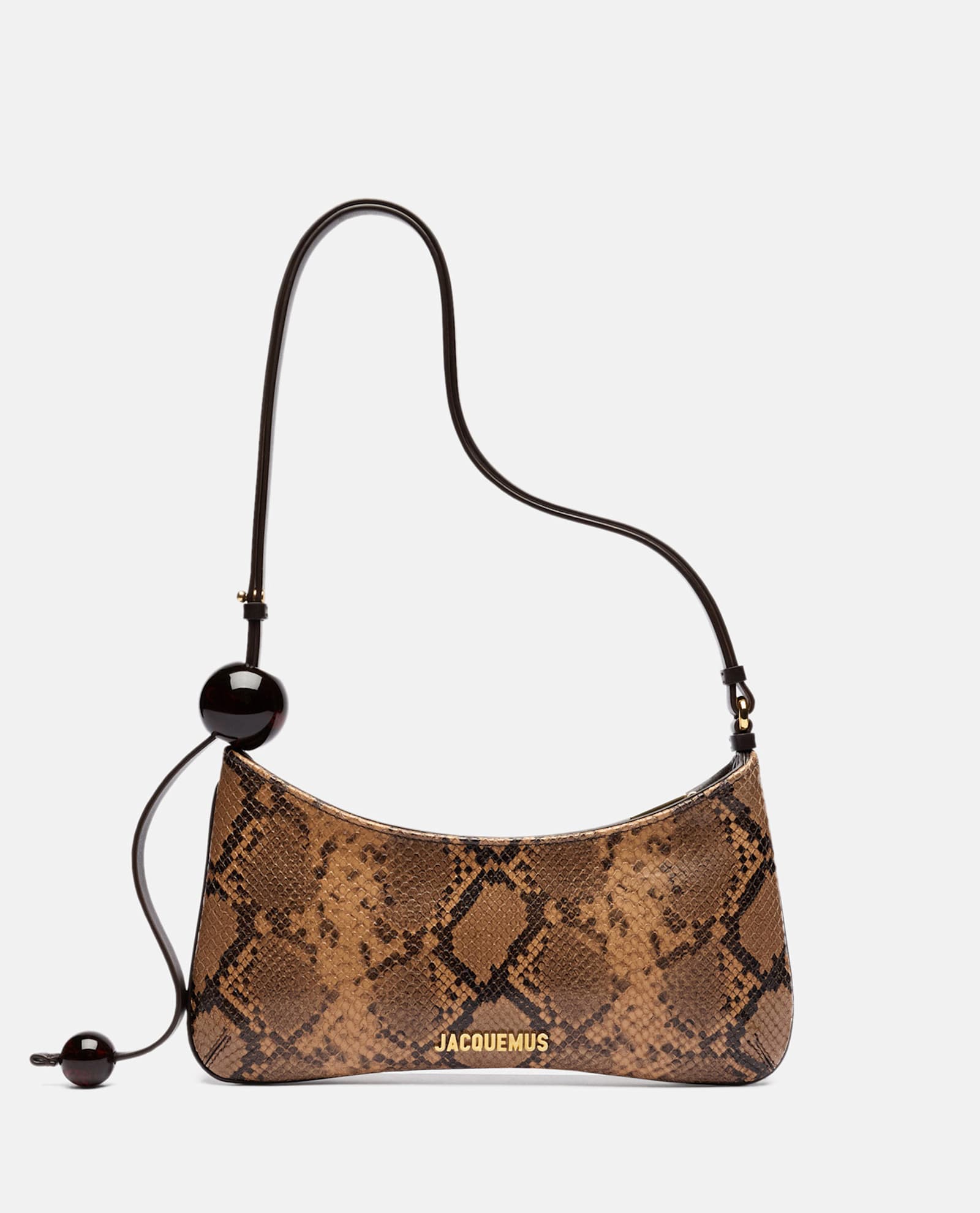 Shop Jacquemus Le Bisou Perle Leather Shoulder Bag In Brown