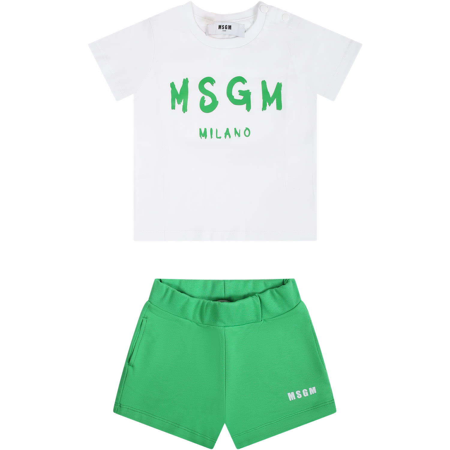 Msgm Green Set For Baby Girl With Logo