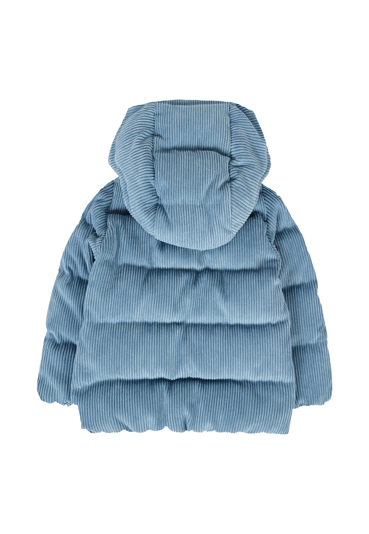 Moncler Light Blue Puki Down Jacket For Baby Boy With Logo In Blue