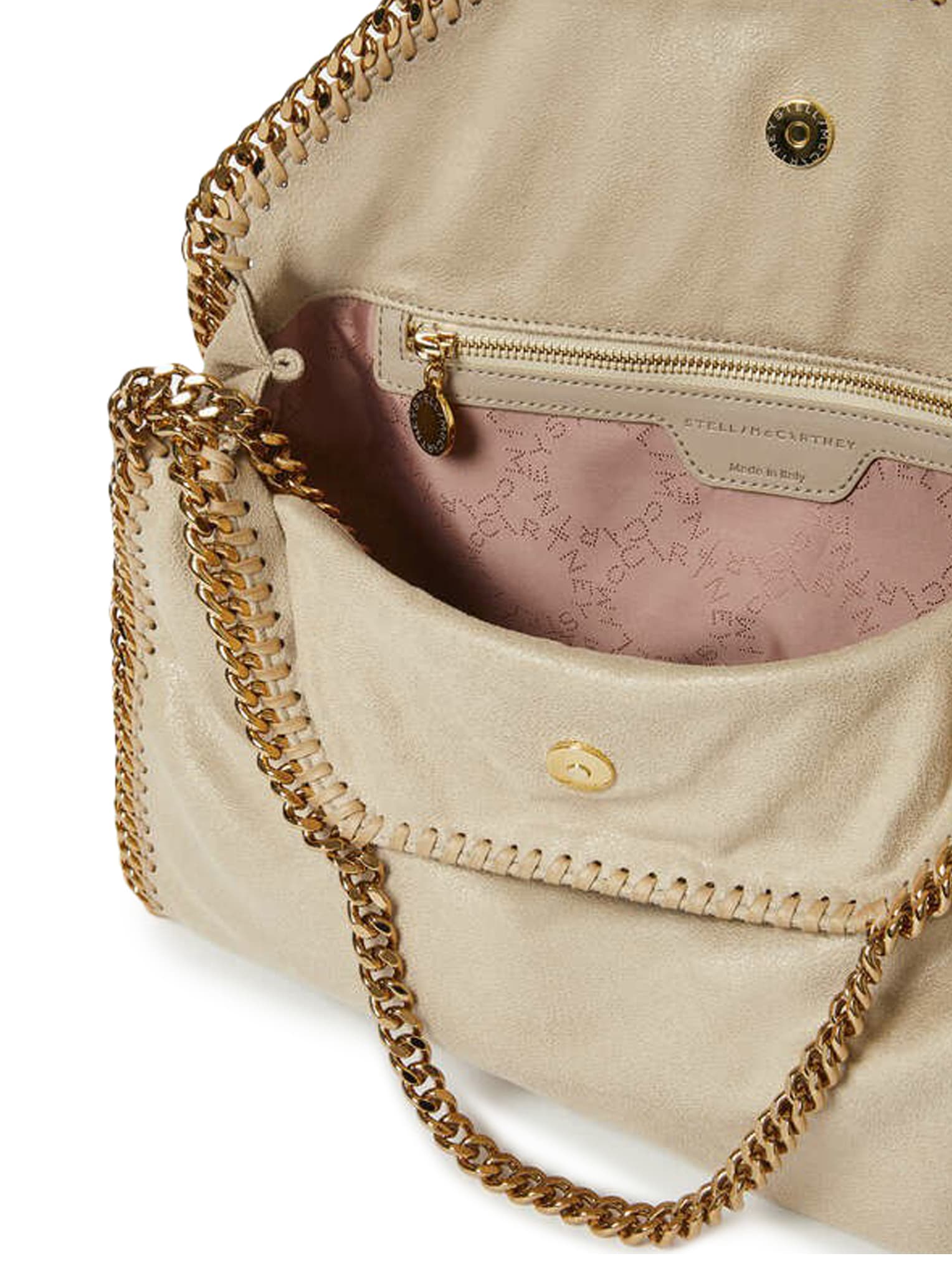 Shop Stella Mccartney 3chain Tote Eco Shaggy Deer W/gold Color Chain In Butter Cream