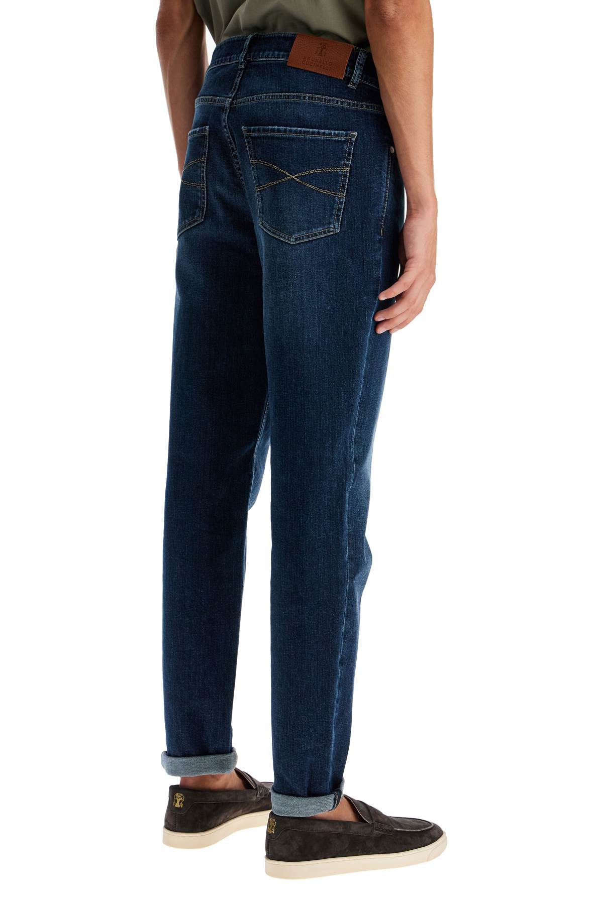 Shop Brunello Cucinelli Traditional Fit Jeans In Denim Scuro (blue)