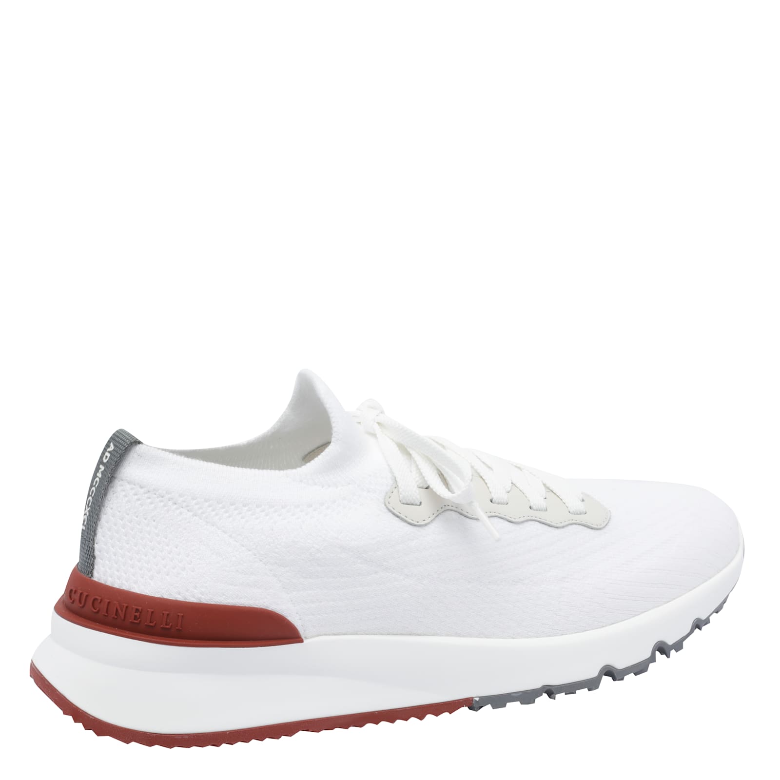 Brunello Cucinelli Breathable Low Top Sneakers With Raised Sole In White
