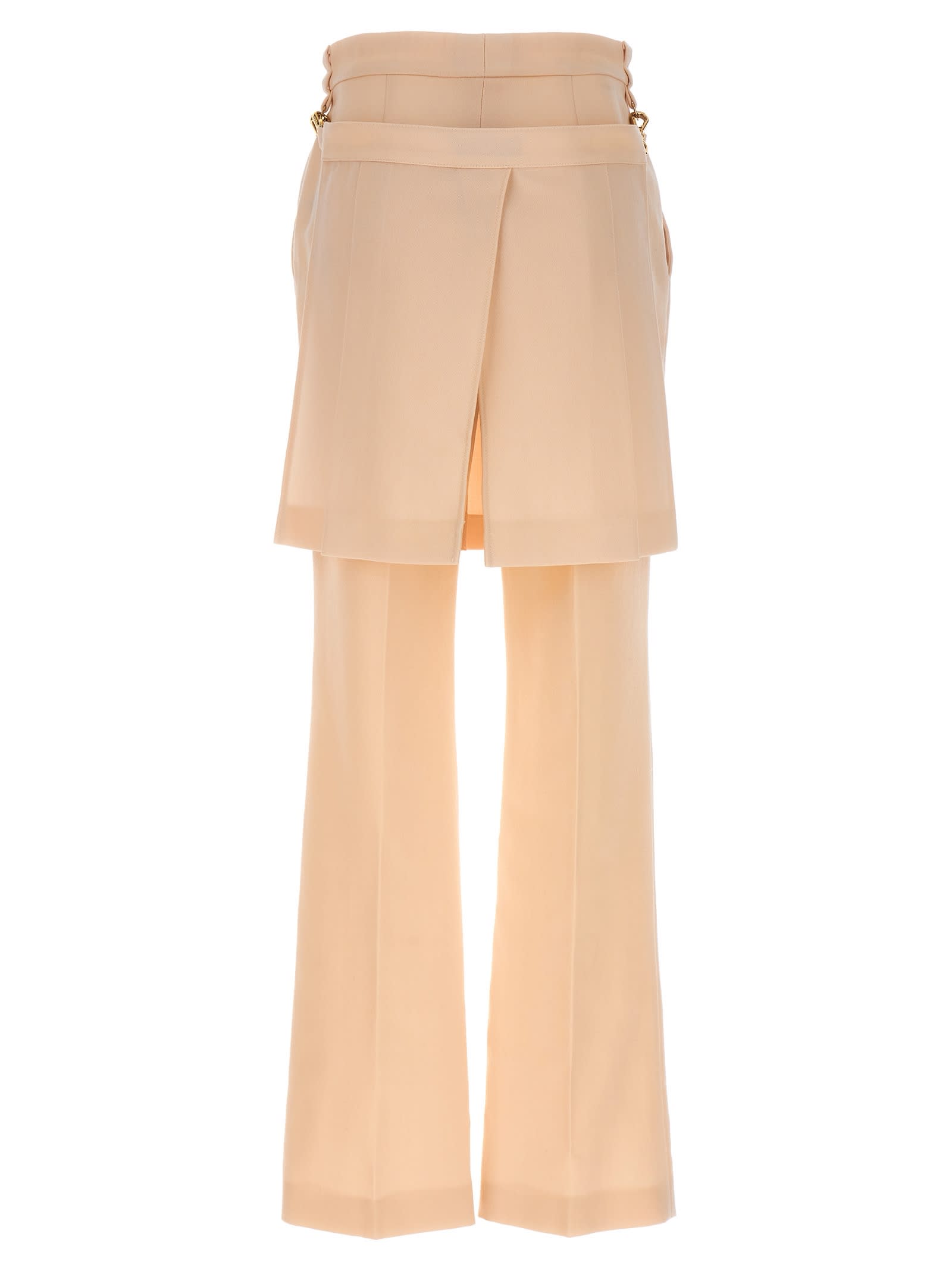 Shop Fendi Grain De Poudre Pleated Panel Pants In White