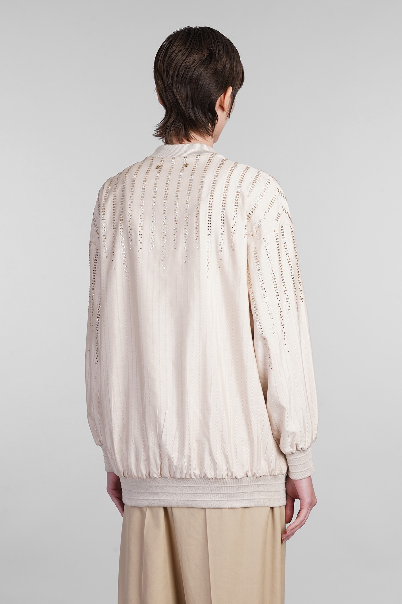 Shop Golden Goose Cardigan In Beige Silk