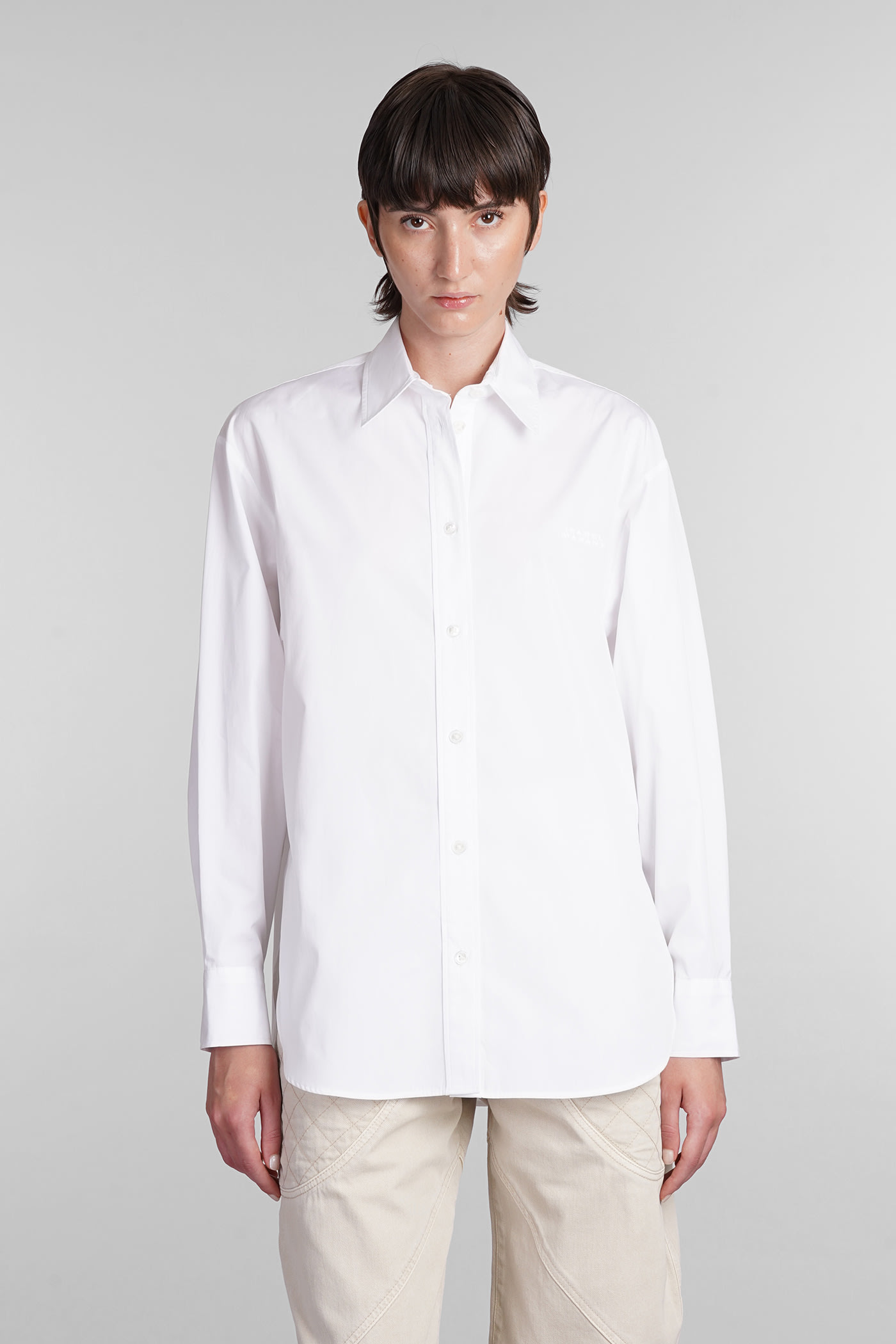 Shop Isabel Marant Fabrizia Shirt In White Cotton