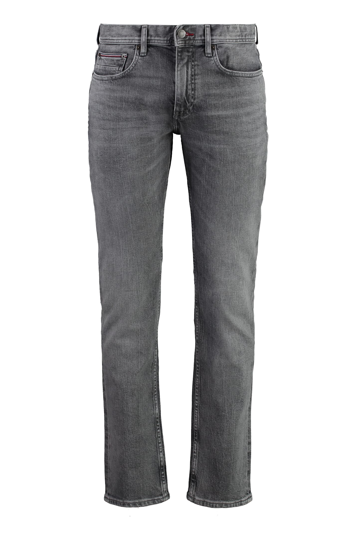 Shop Tommy Hilfiger Denton 5-pocket Straight-leg Jeans In Grey