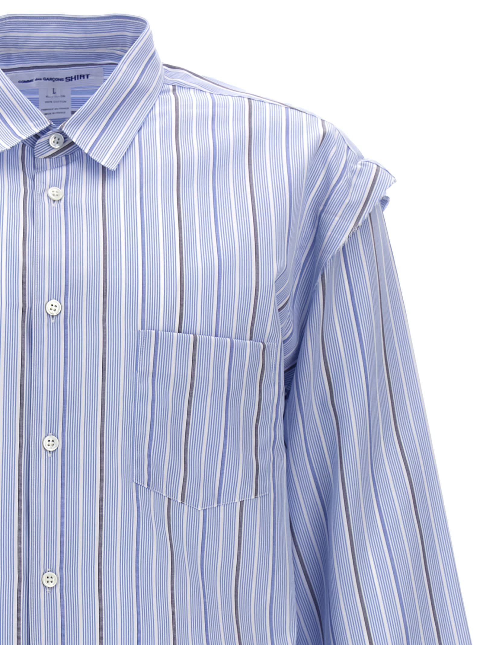 Shop Comme Des Garçons Unfinished Striped Shirt