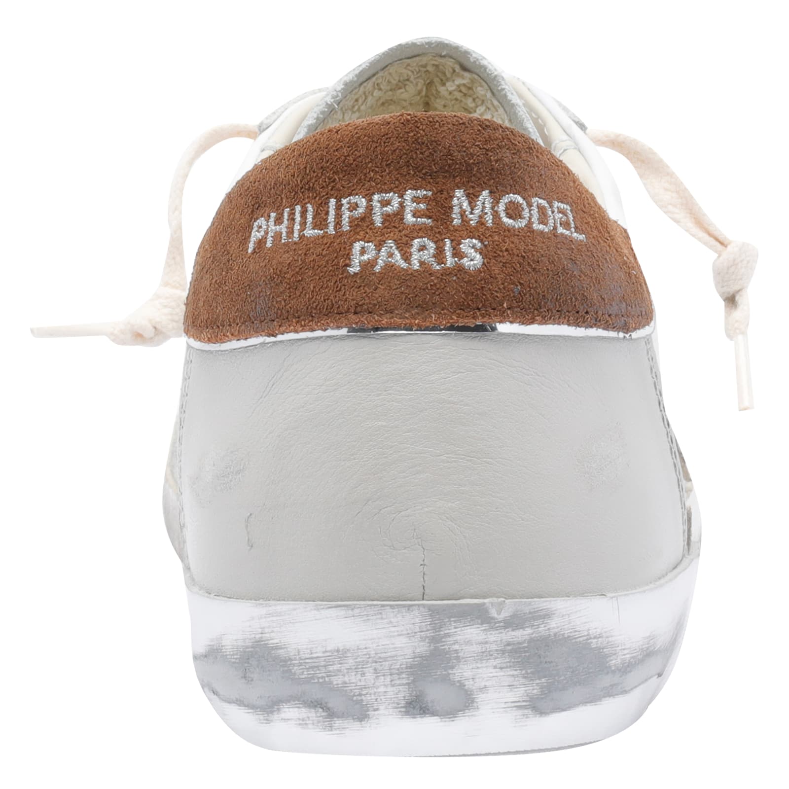 Philippe Model Low Top Sneakers With Suede Heel Tab In White