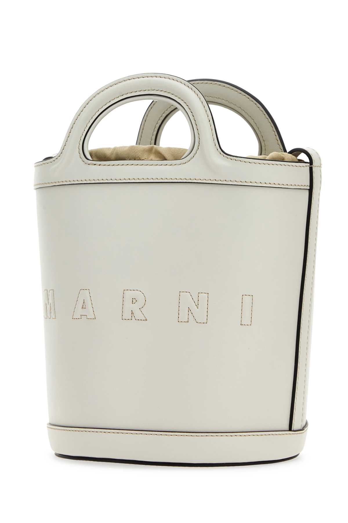 Marni White Leather Small Tropicalia Bucket Bag In 00w05