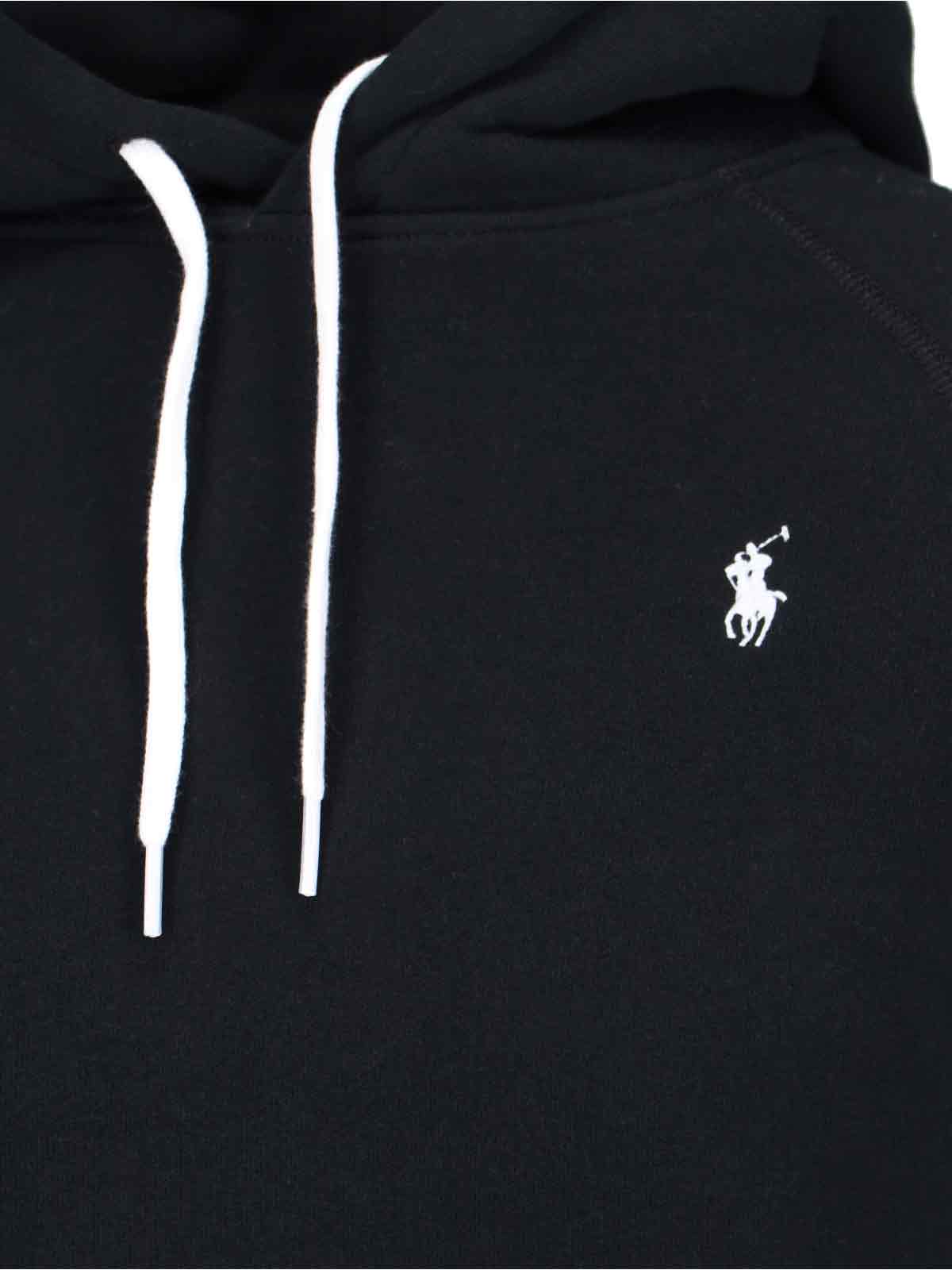 Ralph Lauren Shrunken Fit Fleece Hoodie In Black