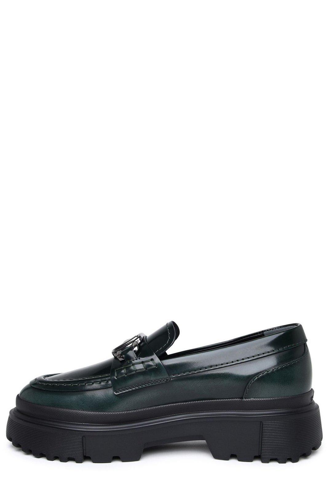 Shop Hogan H629 Slip-on Loafers In Green