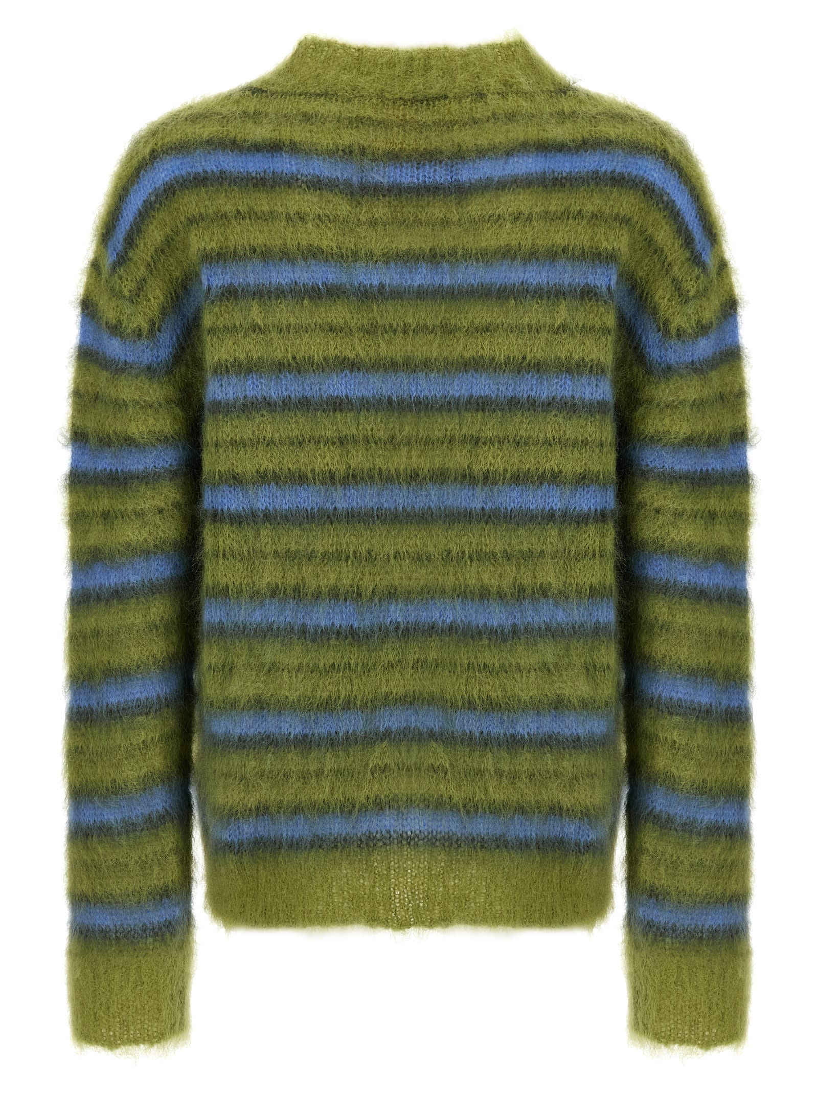 Marni Mens Acid Fuzzy Wuzzy Striped Wool-blend Jumper In Green