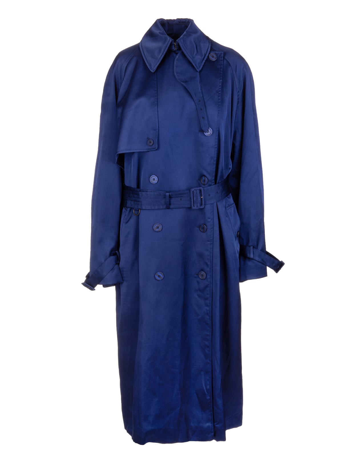 Balenciaga Woman Dark Blue Backwrap Trench Coat
