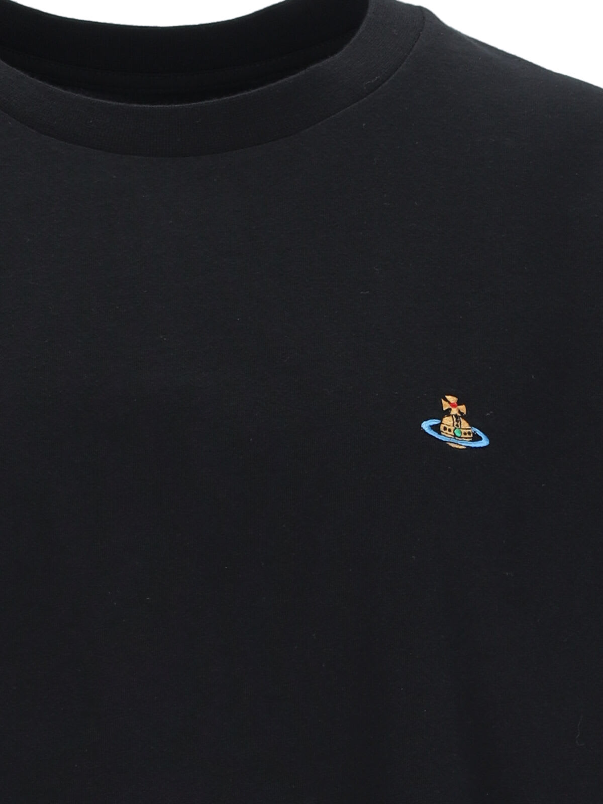 Vivienne Westwood Short-sleeve T-shirt With Colorful Embroidered Logo In Black