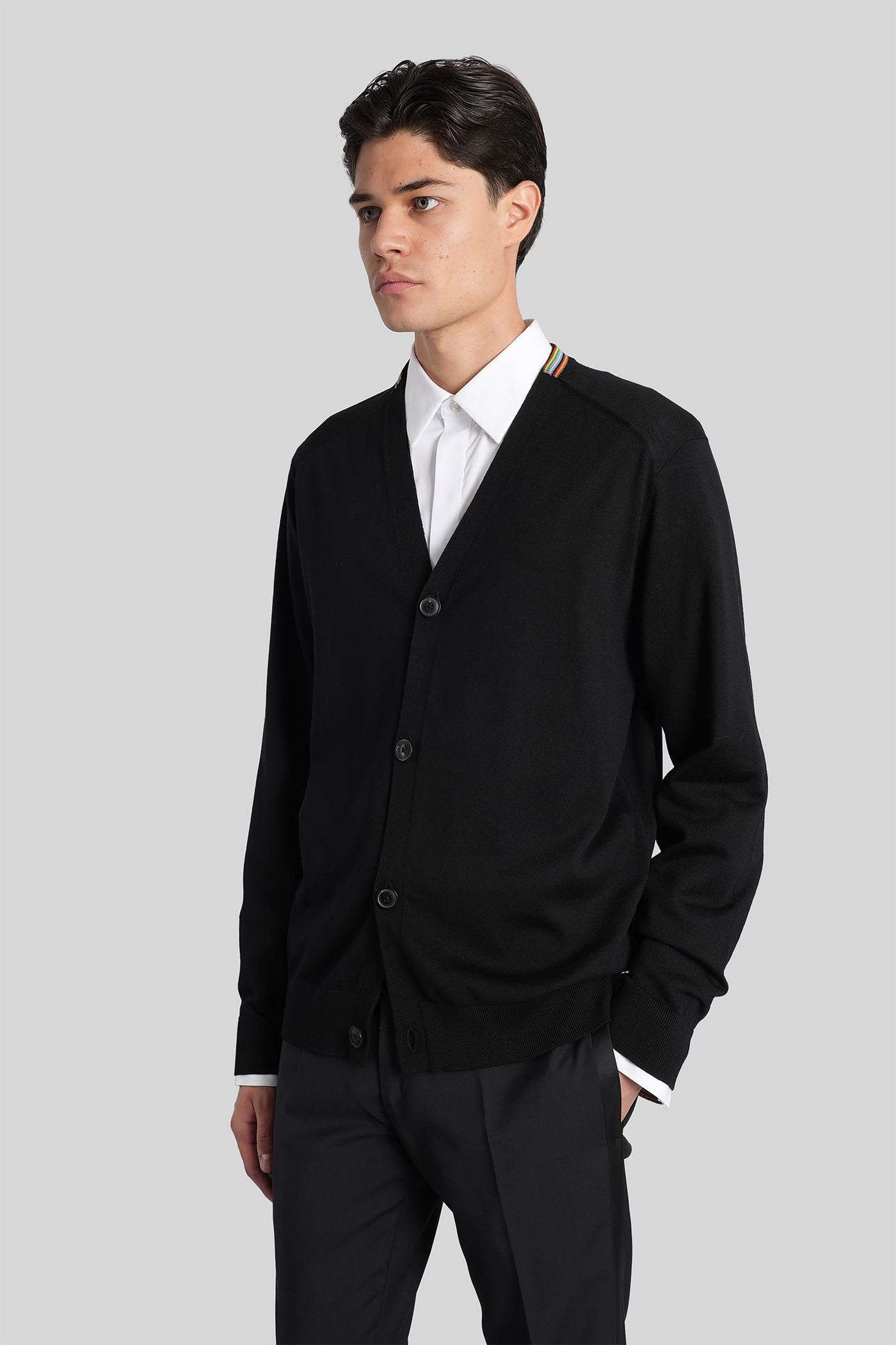 Paul Smith Merino Wool Cardigan In Black