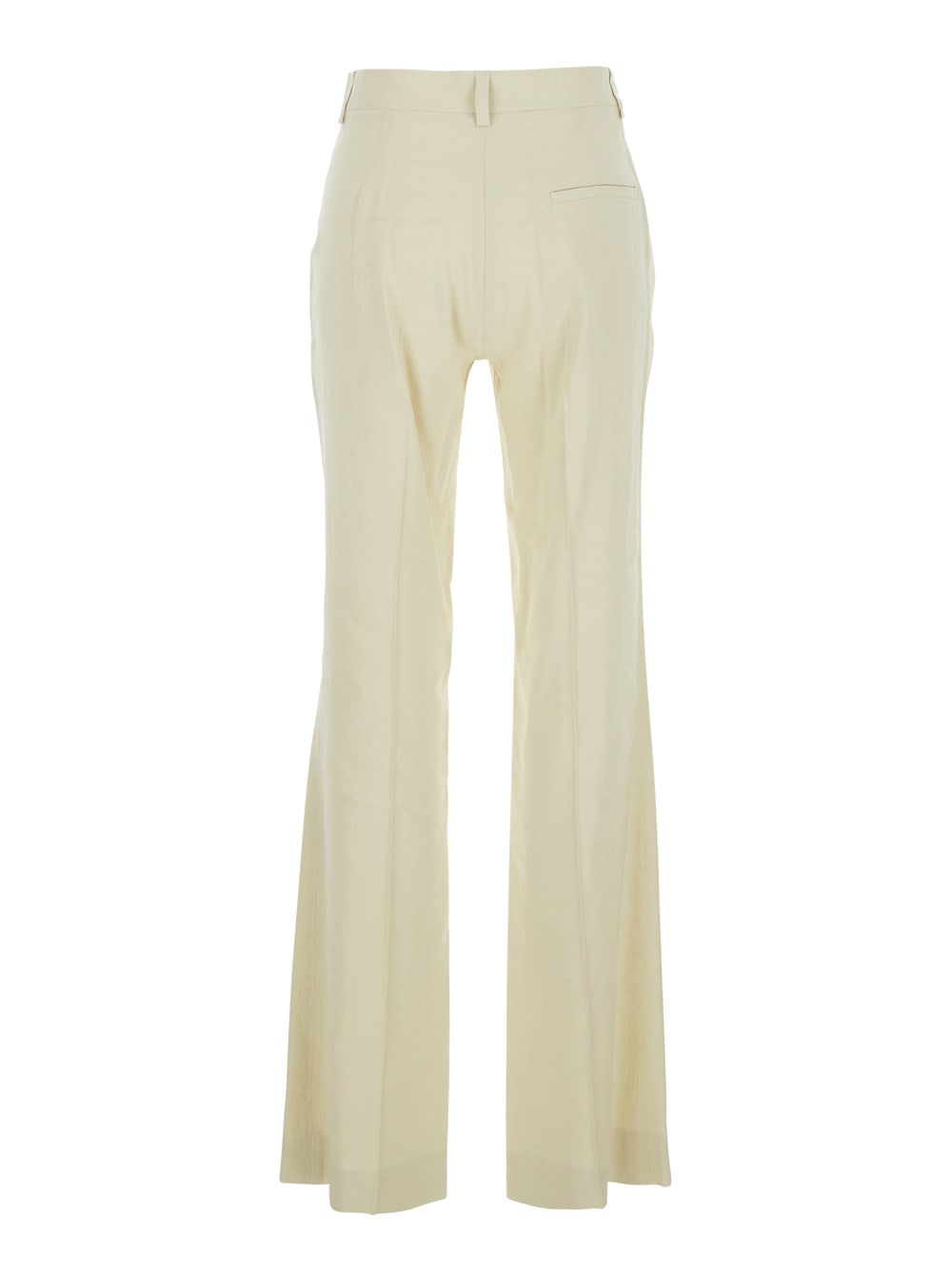 TELA WHITE PANTS WITH BELT LOOPS IN LINEN AND VISCOSE BLEND WOMAN