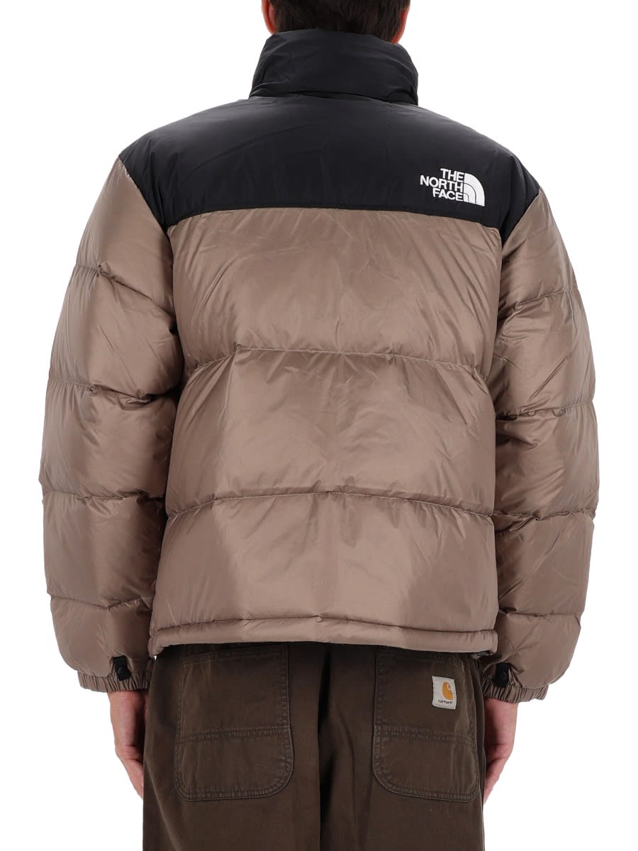 The North Face Beige And Black Short Down Jacket With Logo  In Brown