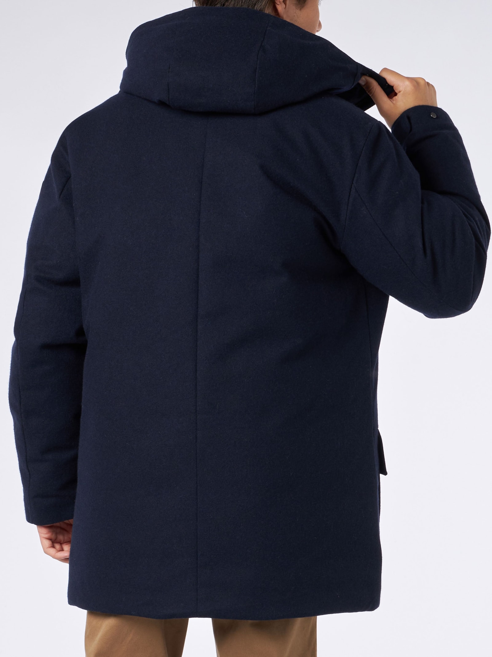 Shop Mc2 Saint Barth Man Hooded Blue Parka Jacket