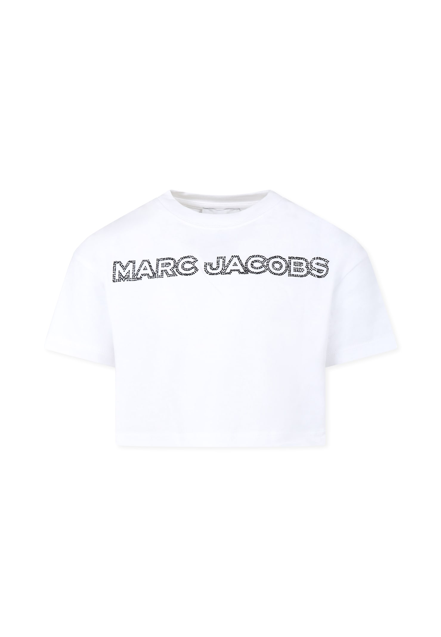 Marc Jacobs White Crop T-shirt For Girl With Logo In White