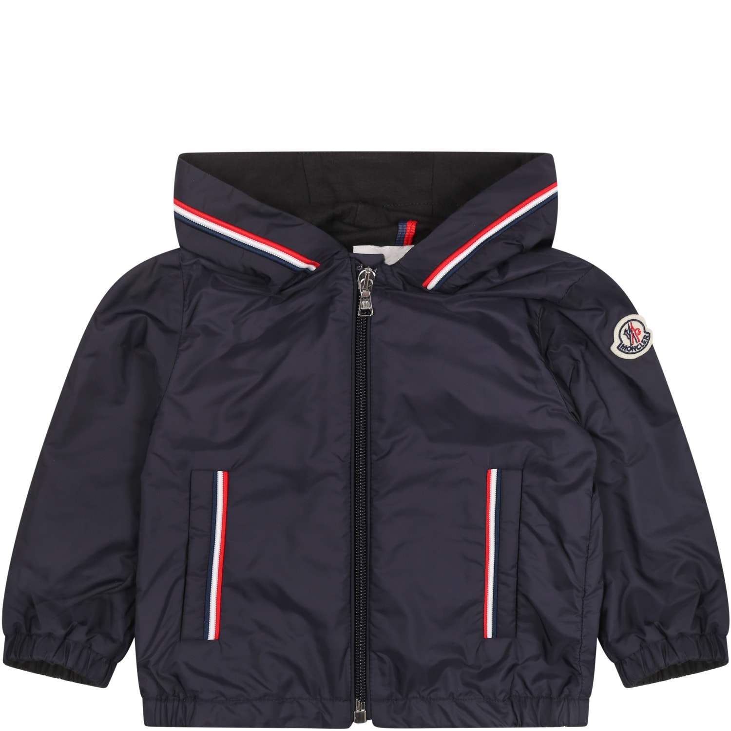 Moncler Blue Hooded Jacket For Baby Boy