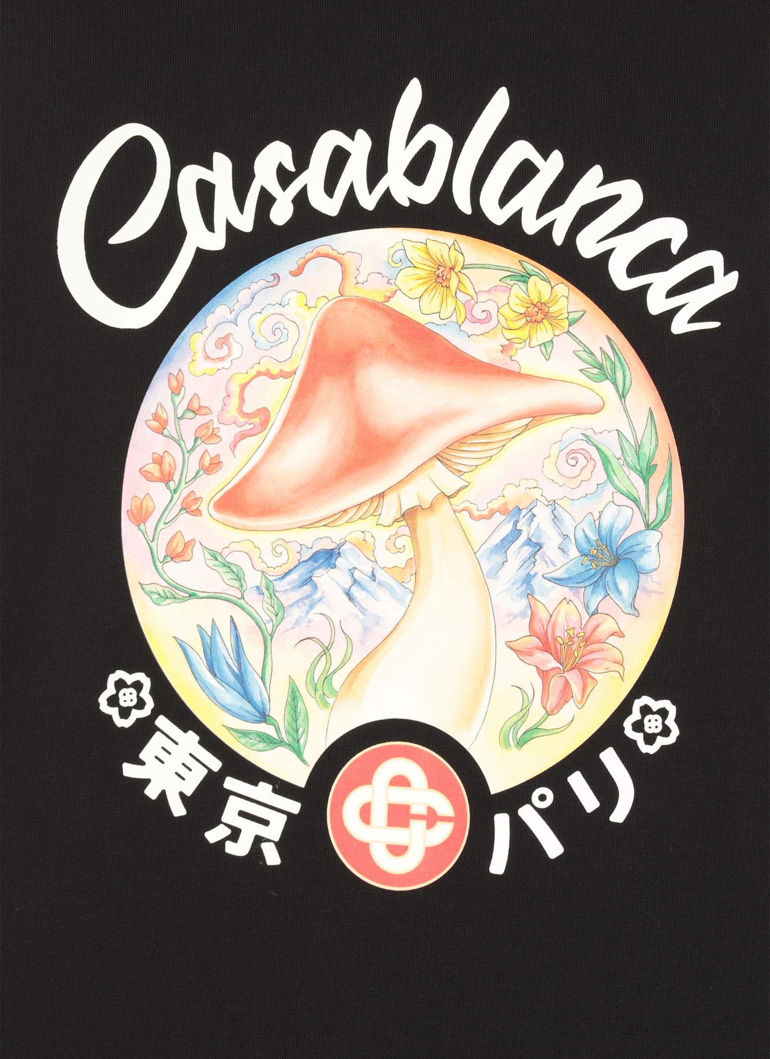 Casablanca Black Crewneck T-shirt With Logo On The Front In Black