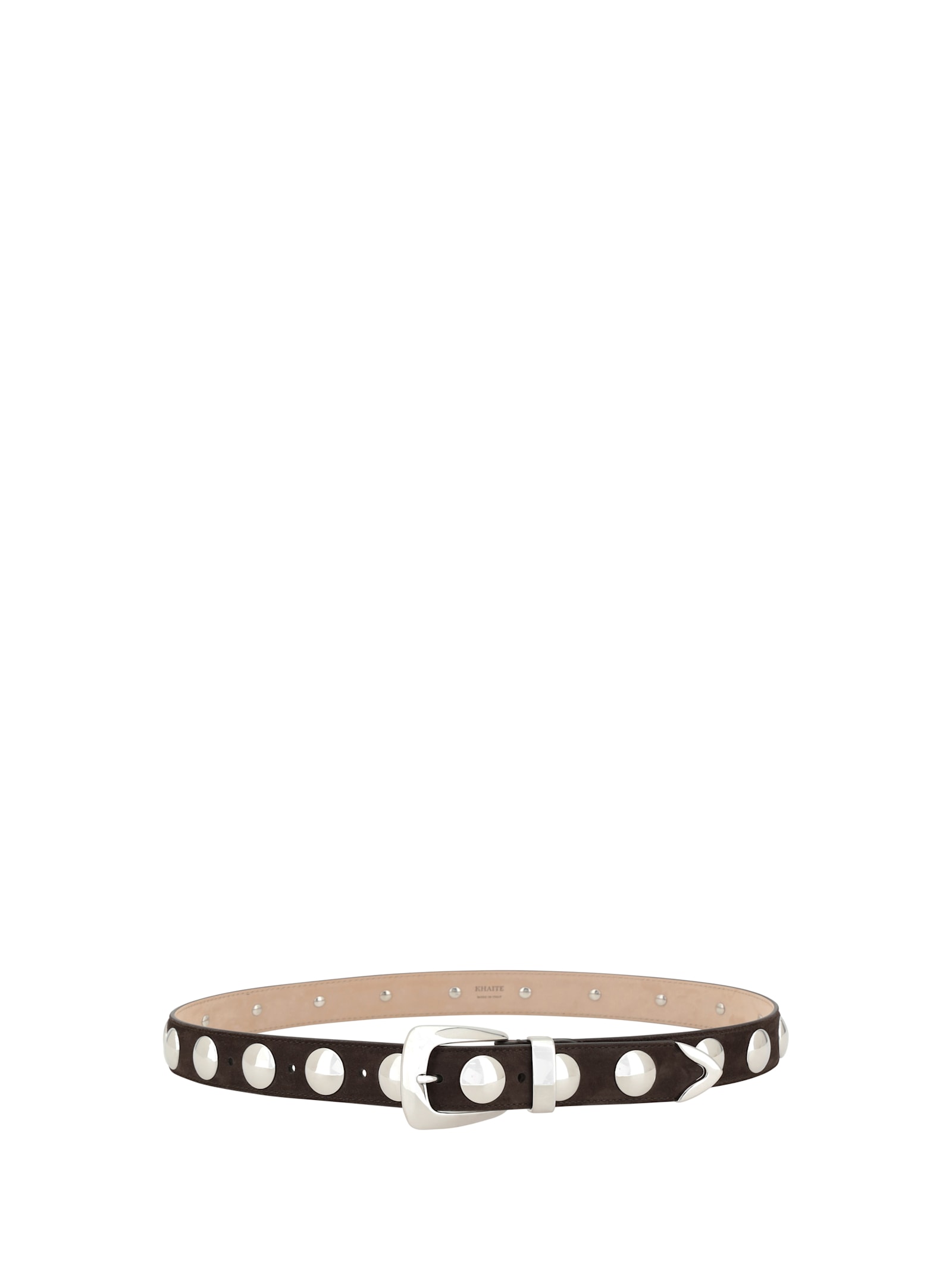Khaite Benny Belt Whit Silver Stud Bucke In Brown