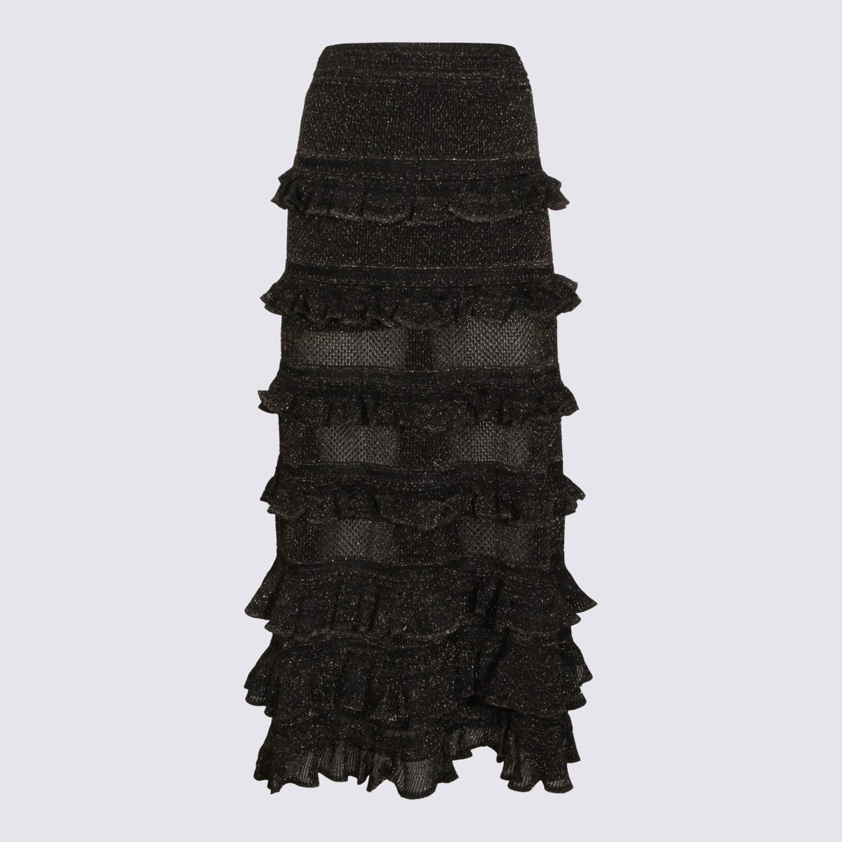 Zimmermann Metallic Black Cotton Skirt In Black