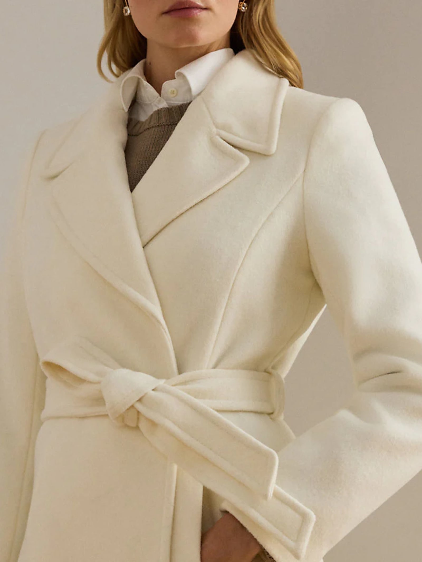 Ralph Lauren Belted Coat In Neutral