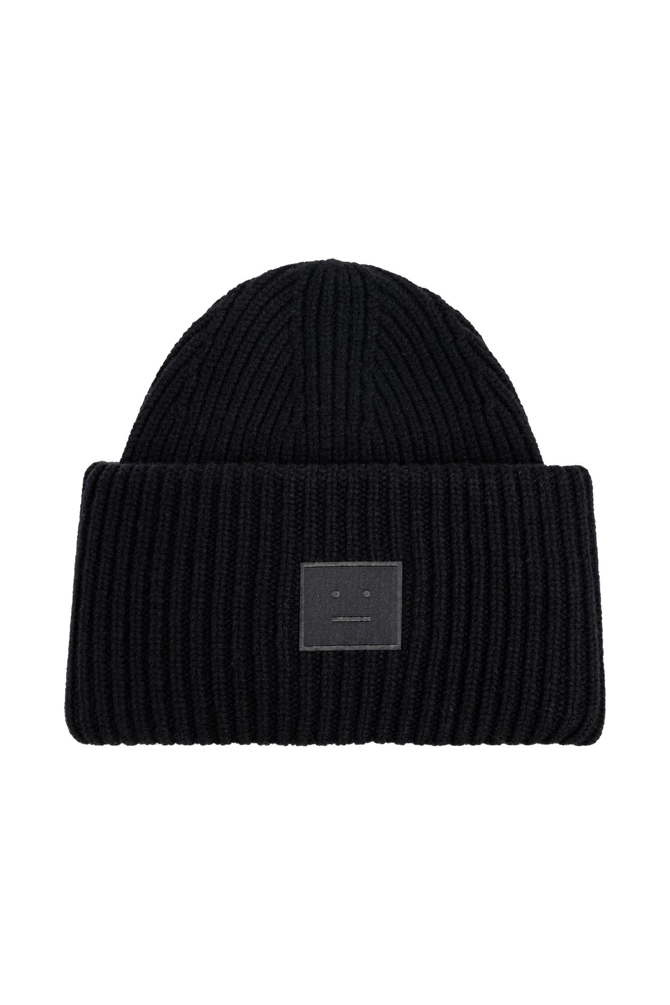 Acne Studios Wool Beanie With Logo In Brown