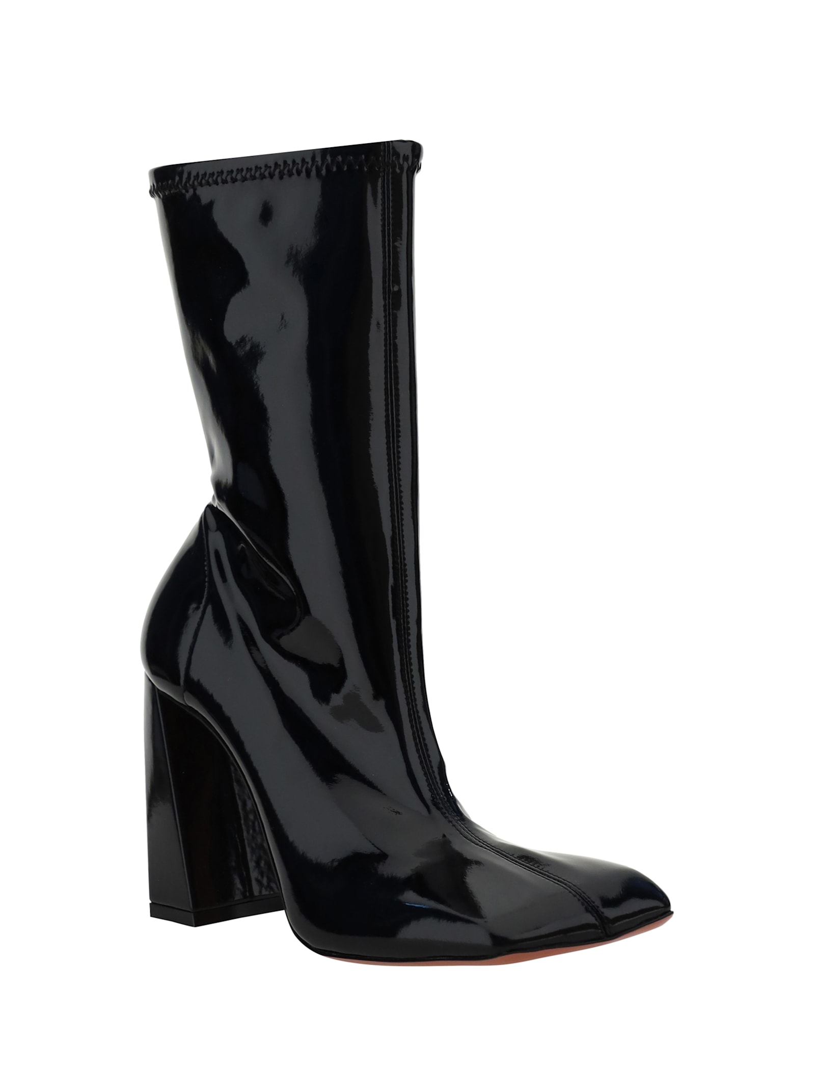 Shop Amina Muaddi Marine Ankle Boots In Latex Black