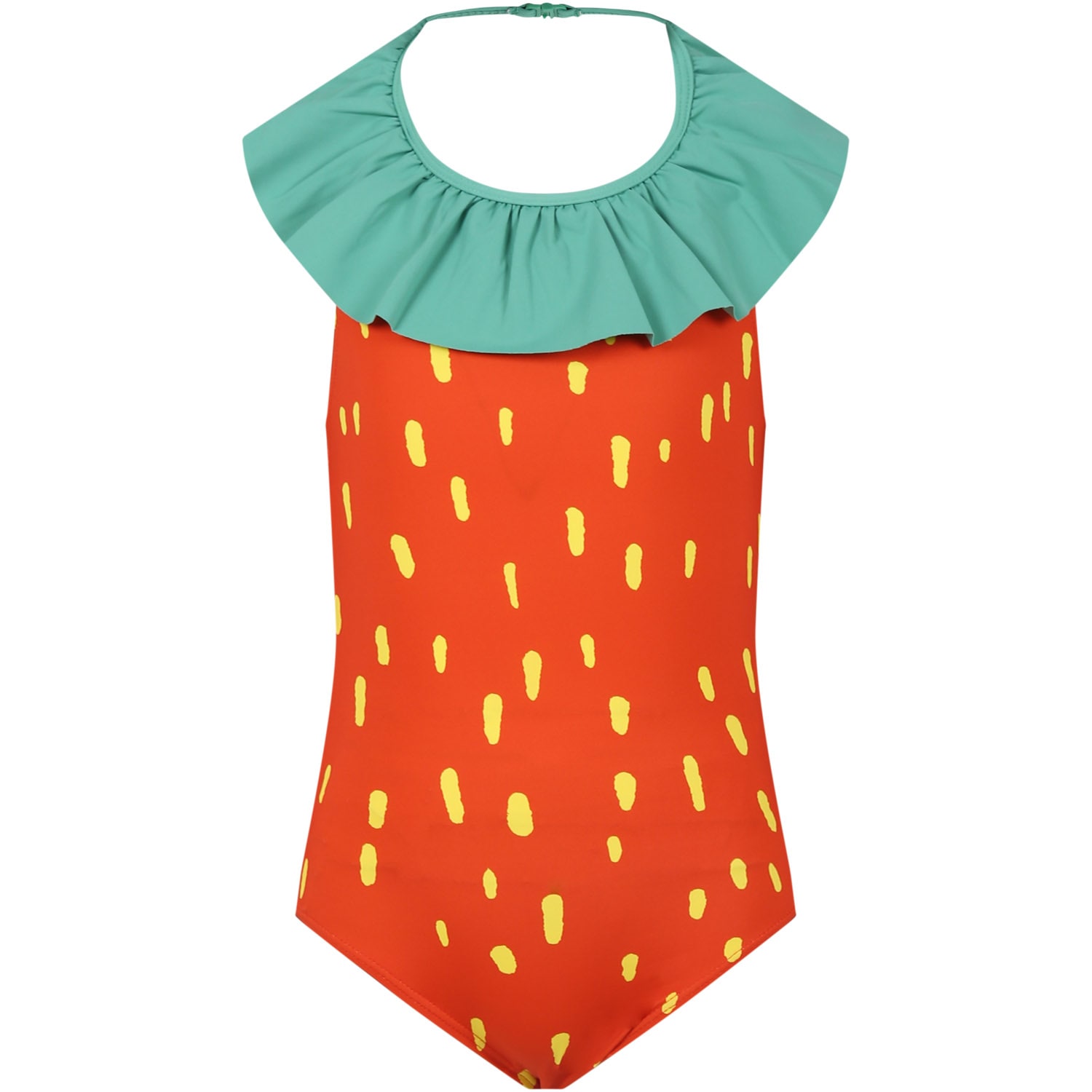 Stella Mccartney Kids' Red One-piece Swimsuit For Girl With All-over Print