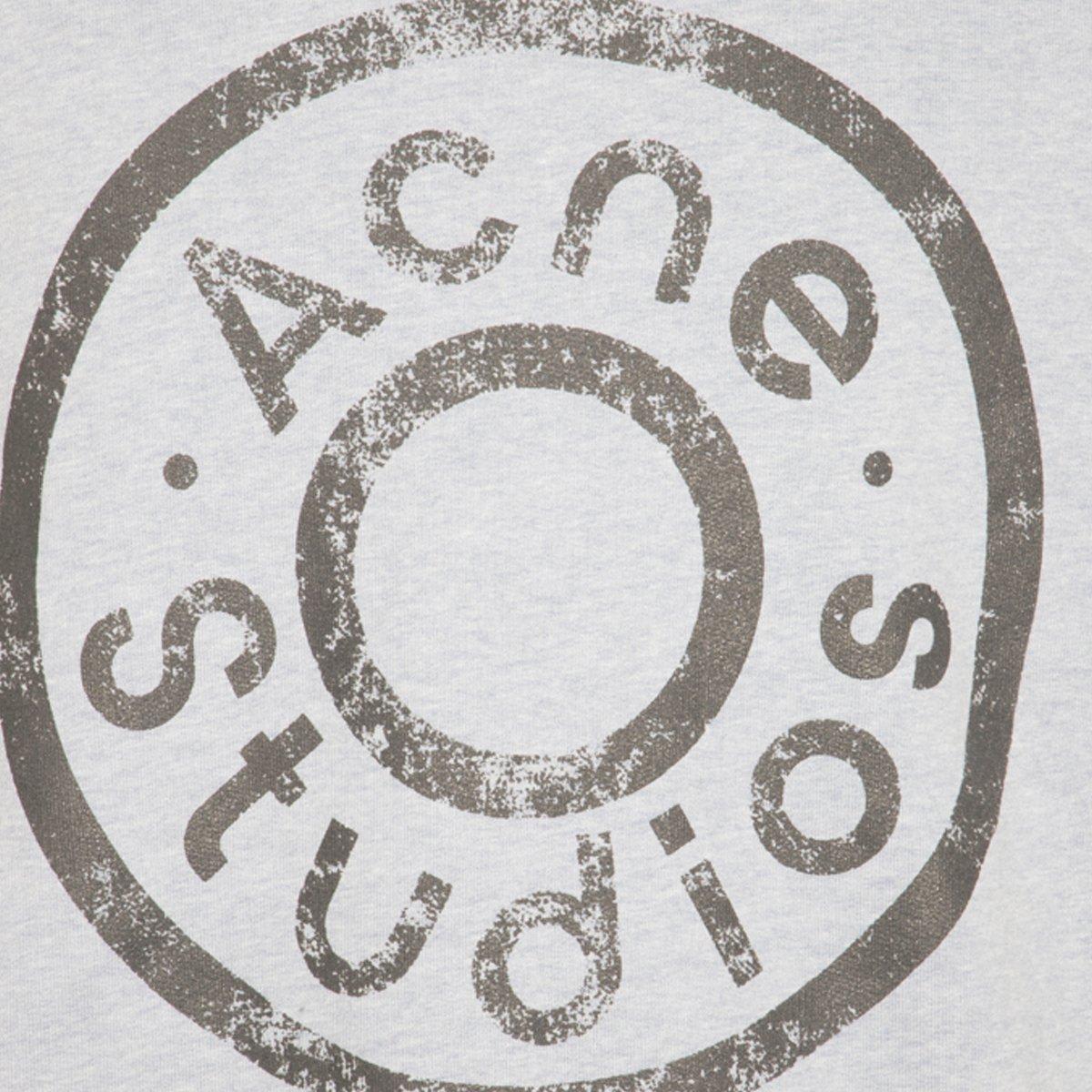 Shop Acne Studios Distressed Logo Printed Sweatshirt In Clear Blue