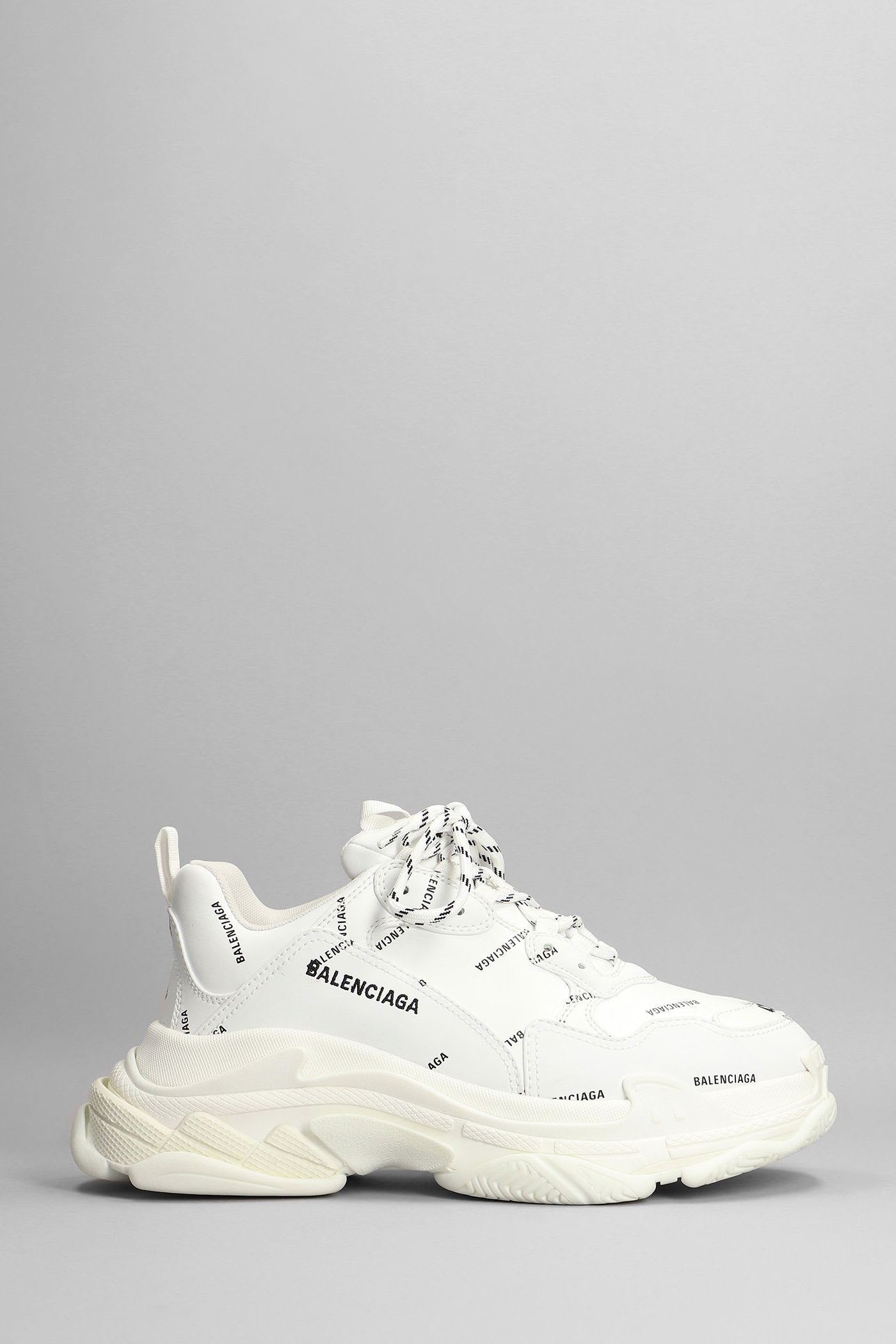 Balenciaga Triple S Sneakers In White Synthetic Fibers In White