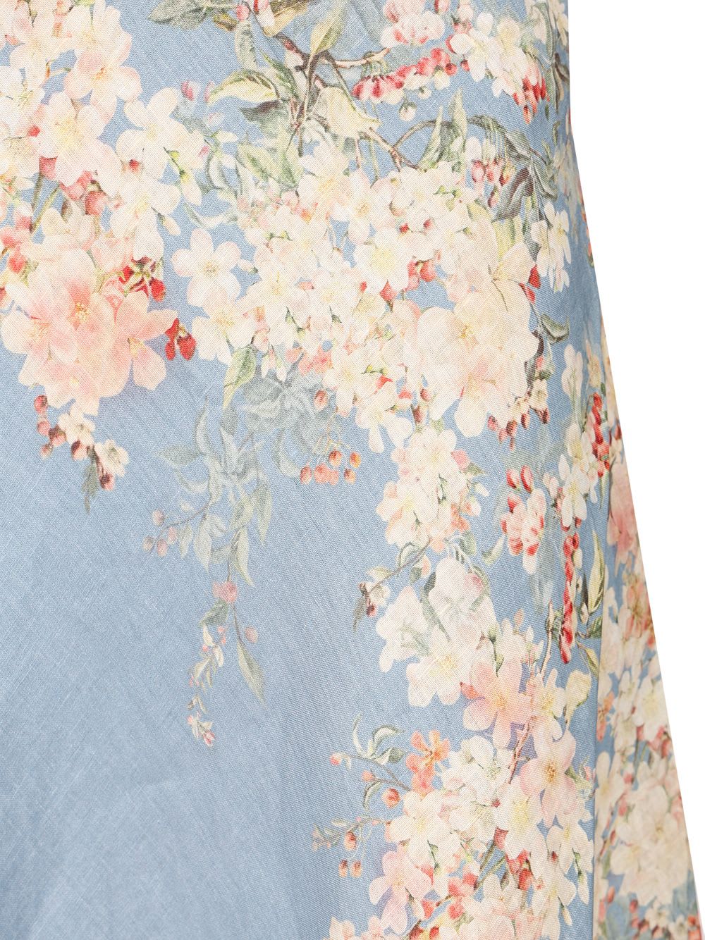 Zimmermann Womens Teal Blue Botanical Cascadian Bias Floral Linen Midi Skirt In Blue