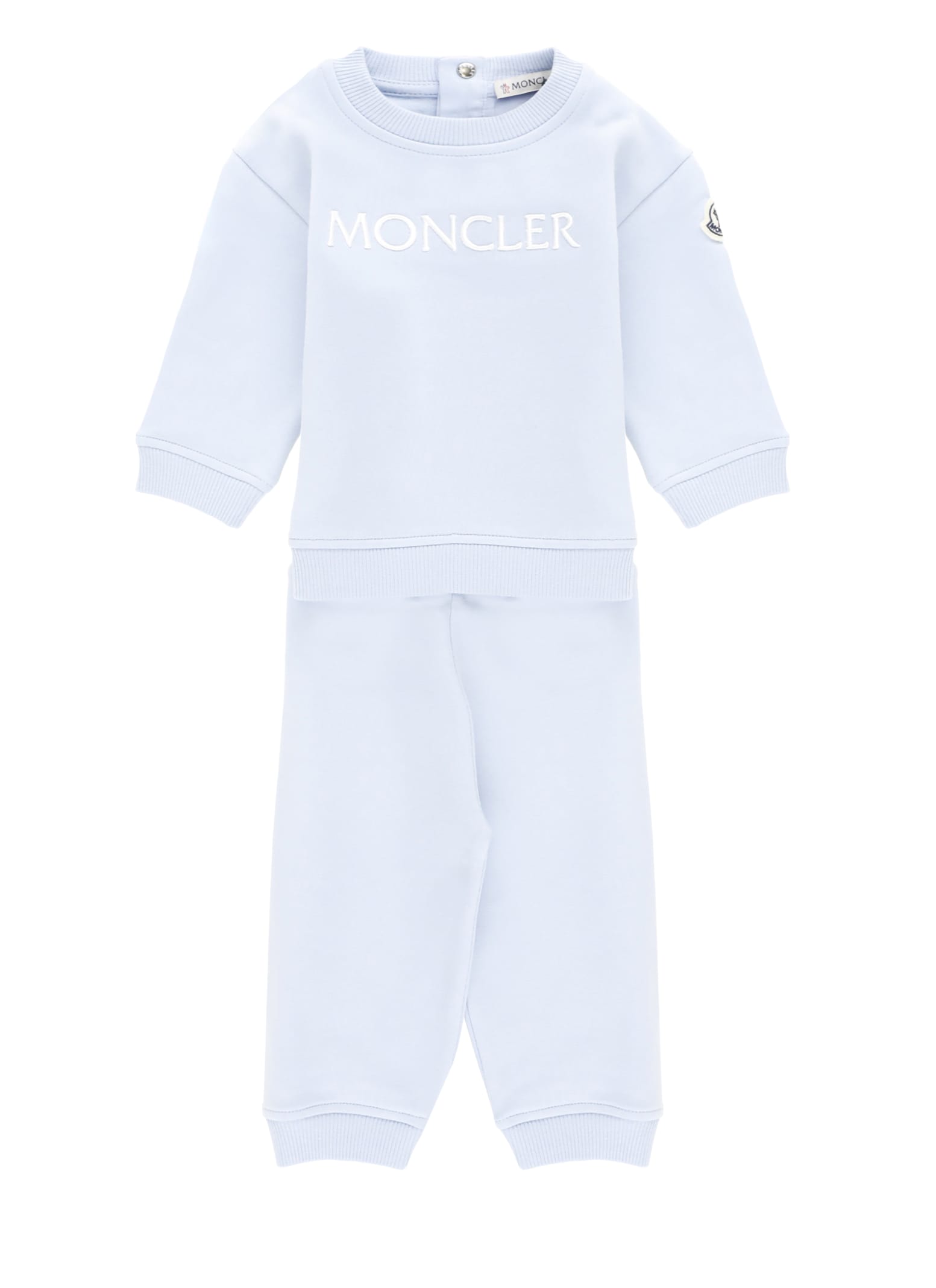 Moncler Babies' Two Piece Jumpsuit With Logo In Blue