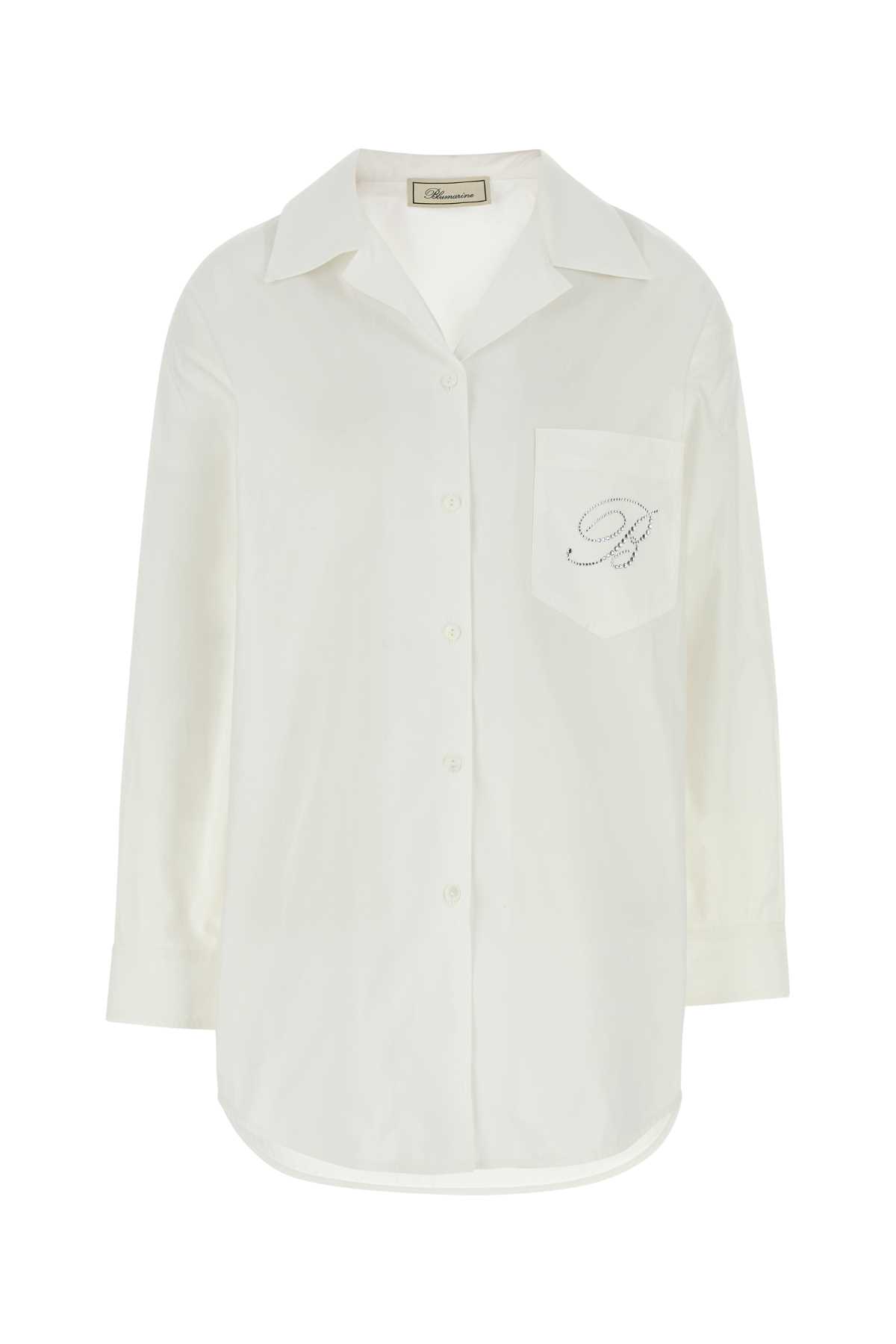 Blumarine White Poplin Oversize Shirt In Opticalwhite