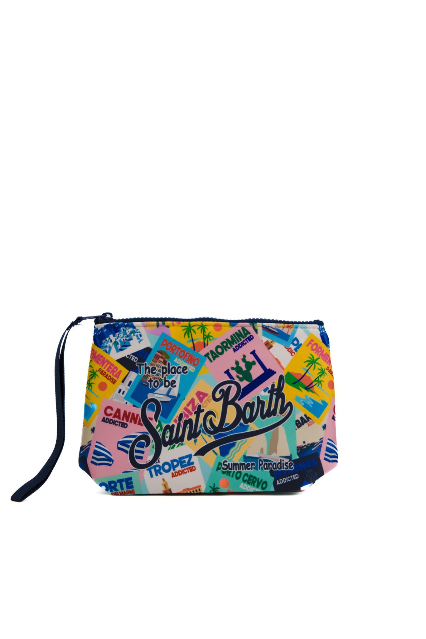 Shop Mc2 Saint Barth Aline Wish You Scuba Clutch Bag In Multicolor