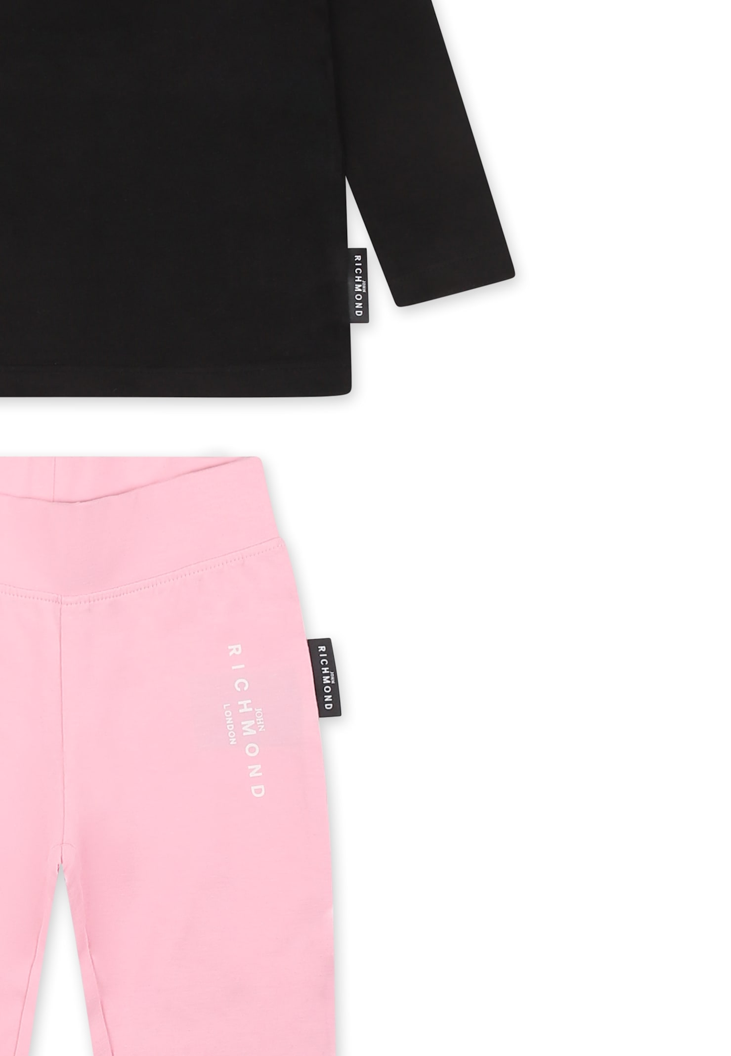 Richmond Black Suit For Baby Girl With Logo In Black