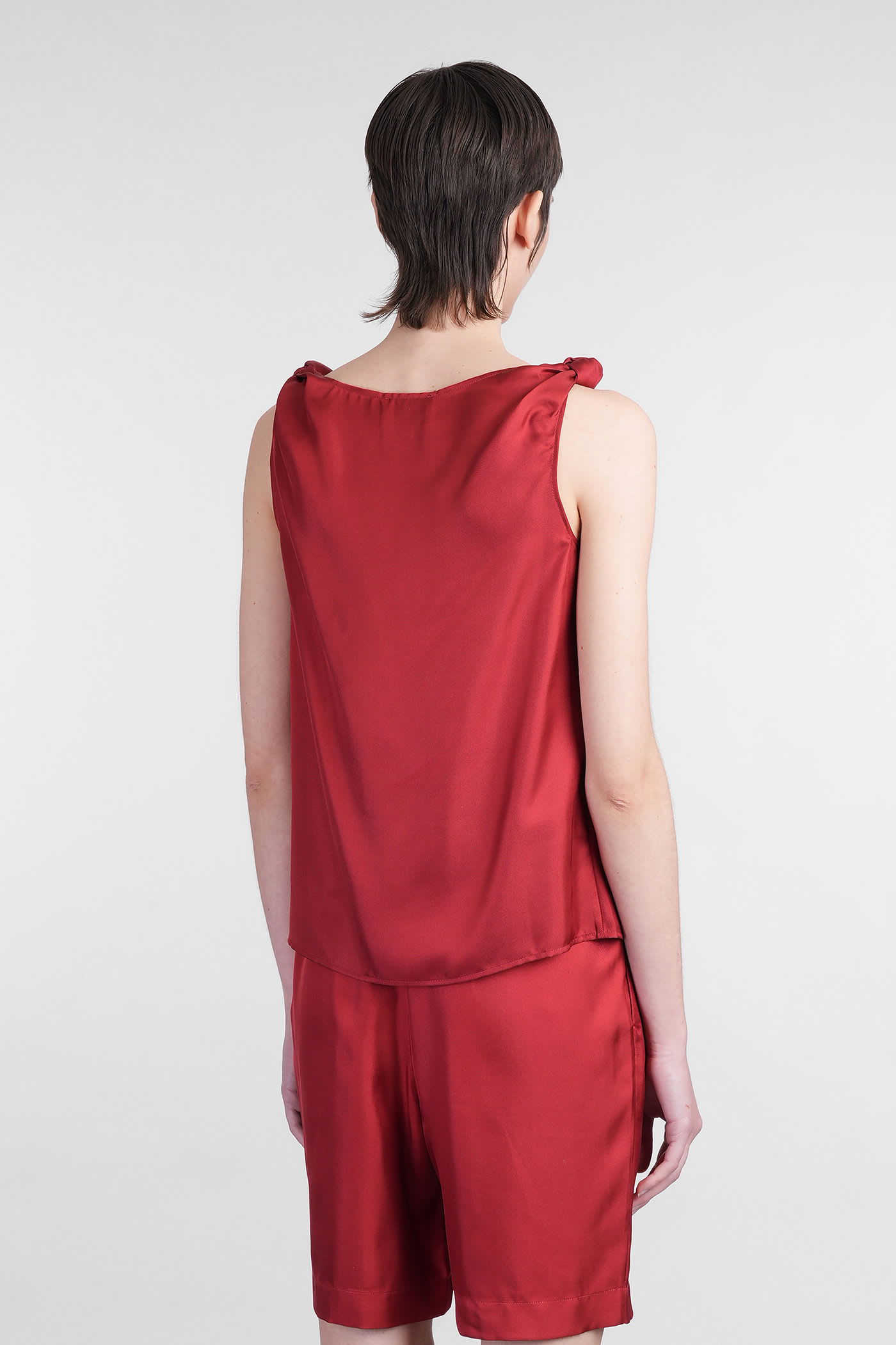 LOULOU STUDIO REMY TOPWEAR IN RED SILK 