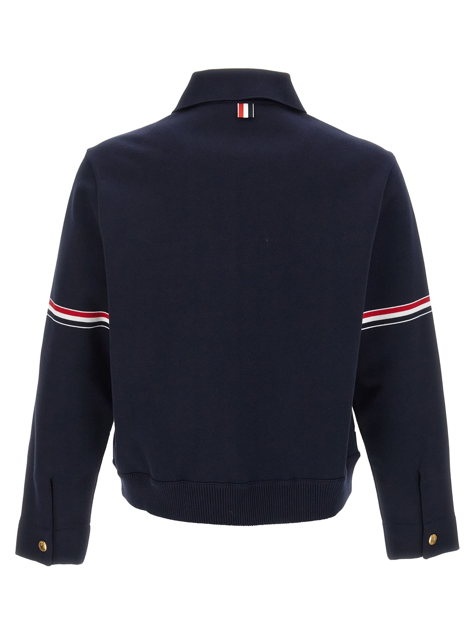 Thom Browne Milano Cotton Blend Bomber Jacket In Blue