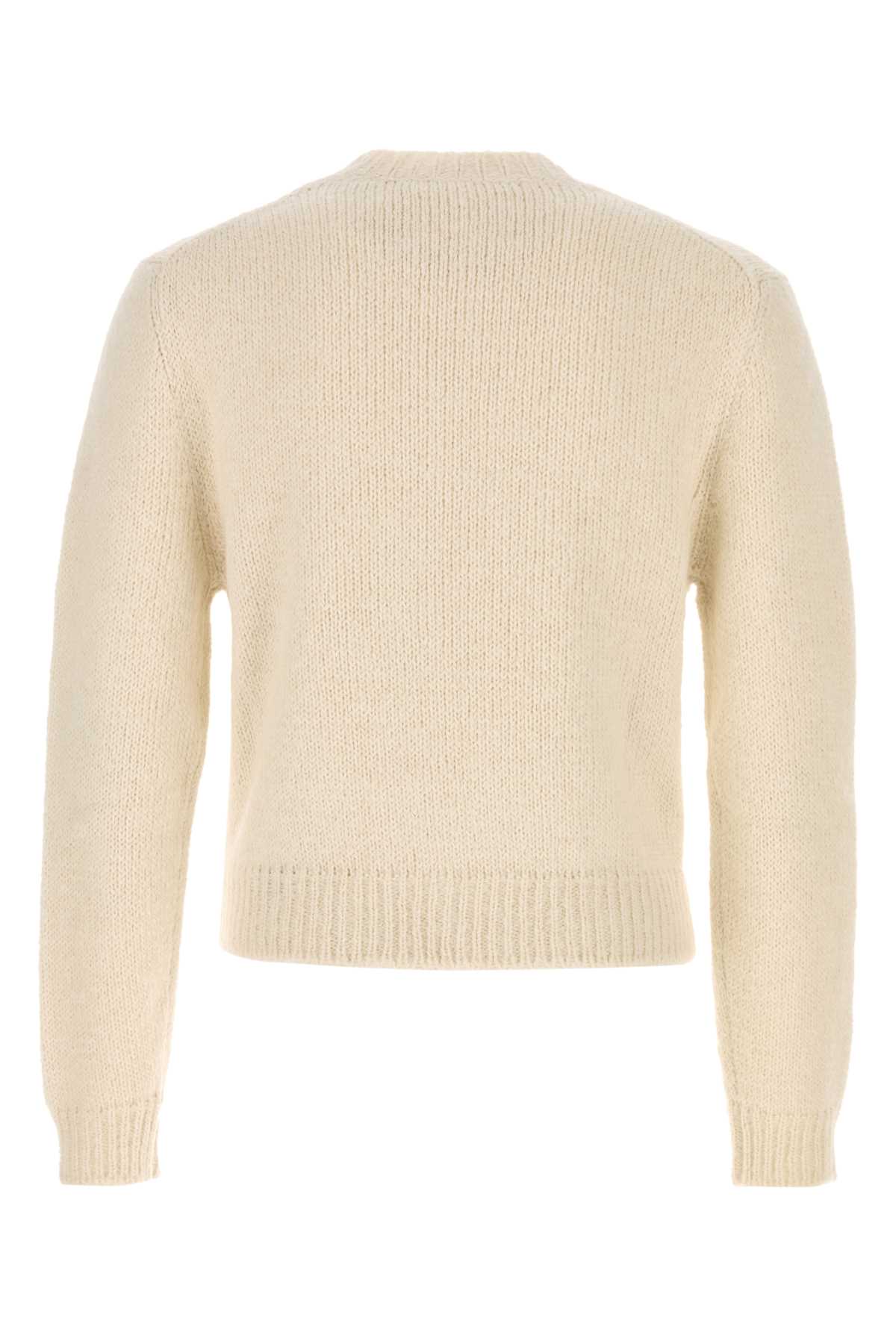 Jil Sander Ribbed Hem And Cuff Alpaca Blend Sweater In White