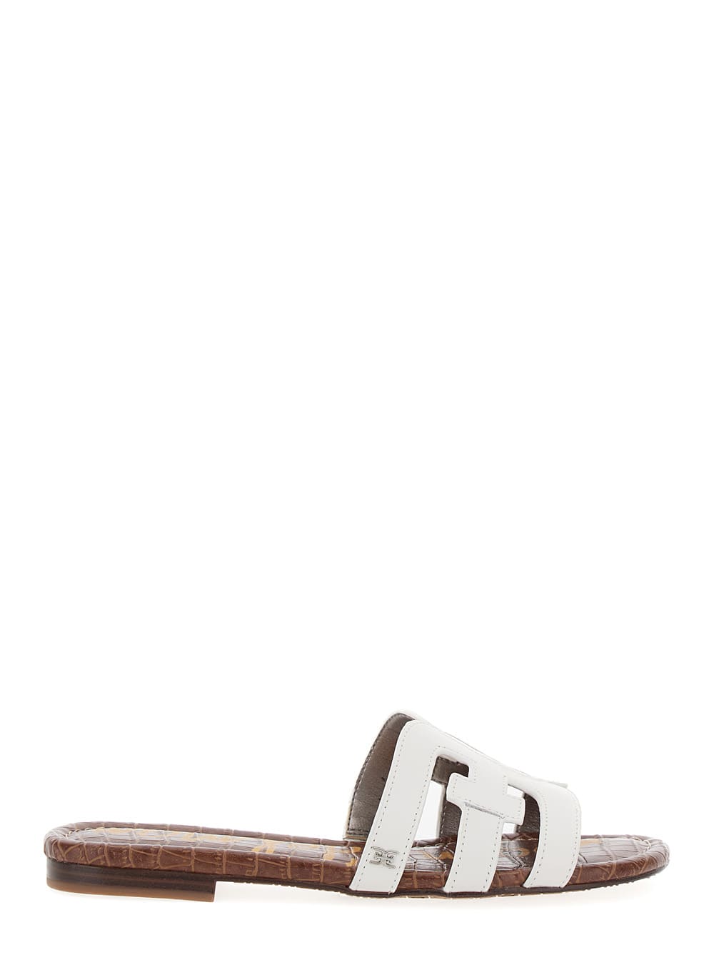 Shop Sam Edelman Bay Slide White Slip-on Sandals With Logo Detail In Leather Woman