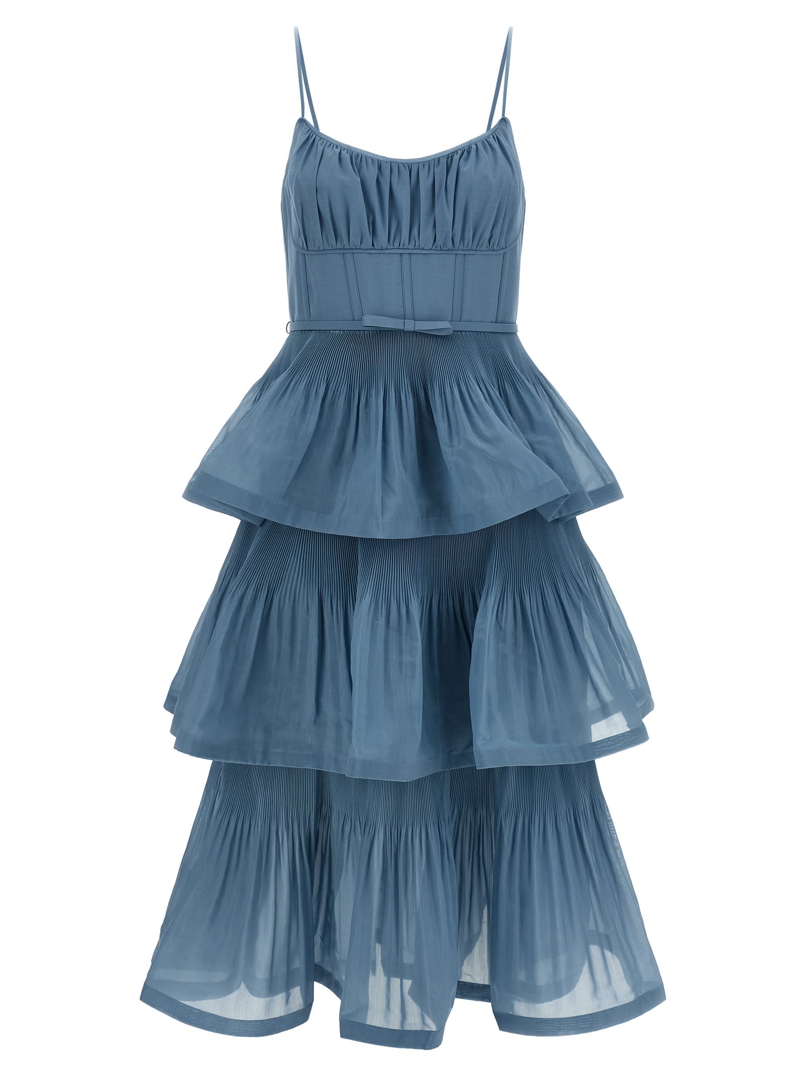 Zimmermann pleated Tiered Midi Dress