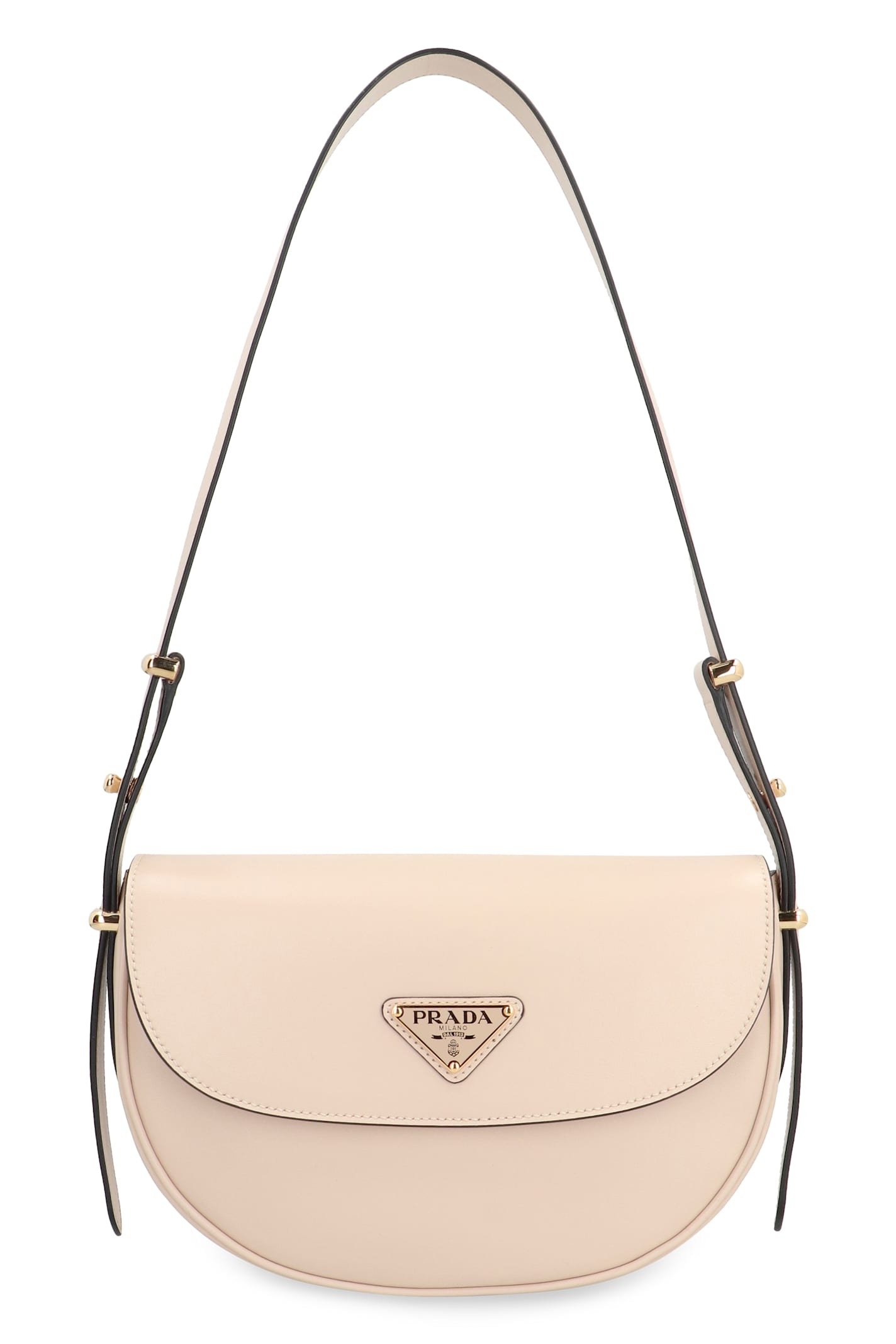 Shop Prada Arqué Leather Shoulder Bag In Skin