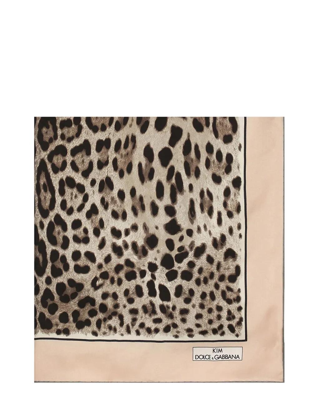 Shop Dolce & Gabbana Leopard-print Twill Scarf In Leo Bordo Nudo