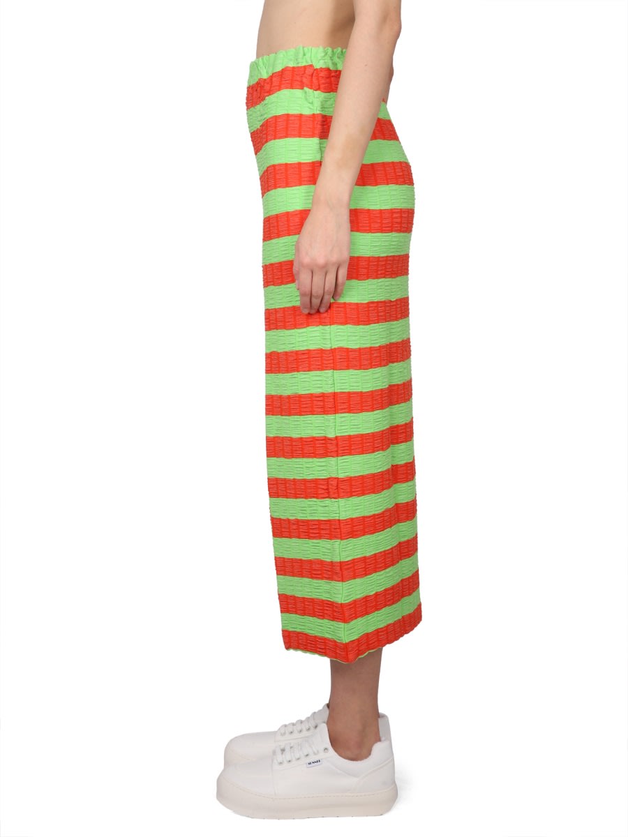 Sunnei Curled Striped Midi Skirt In Multicolour