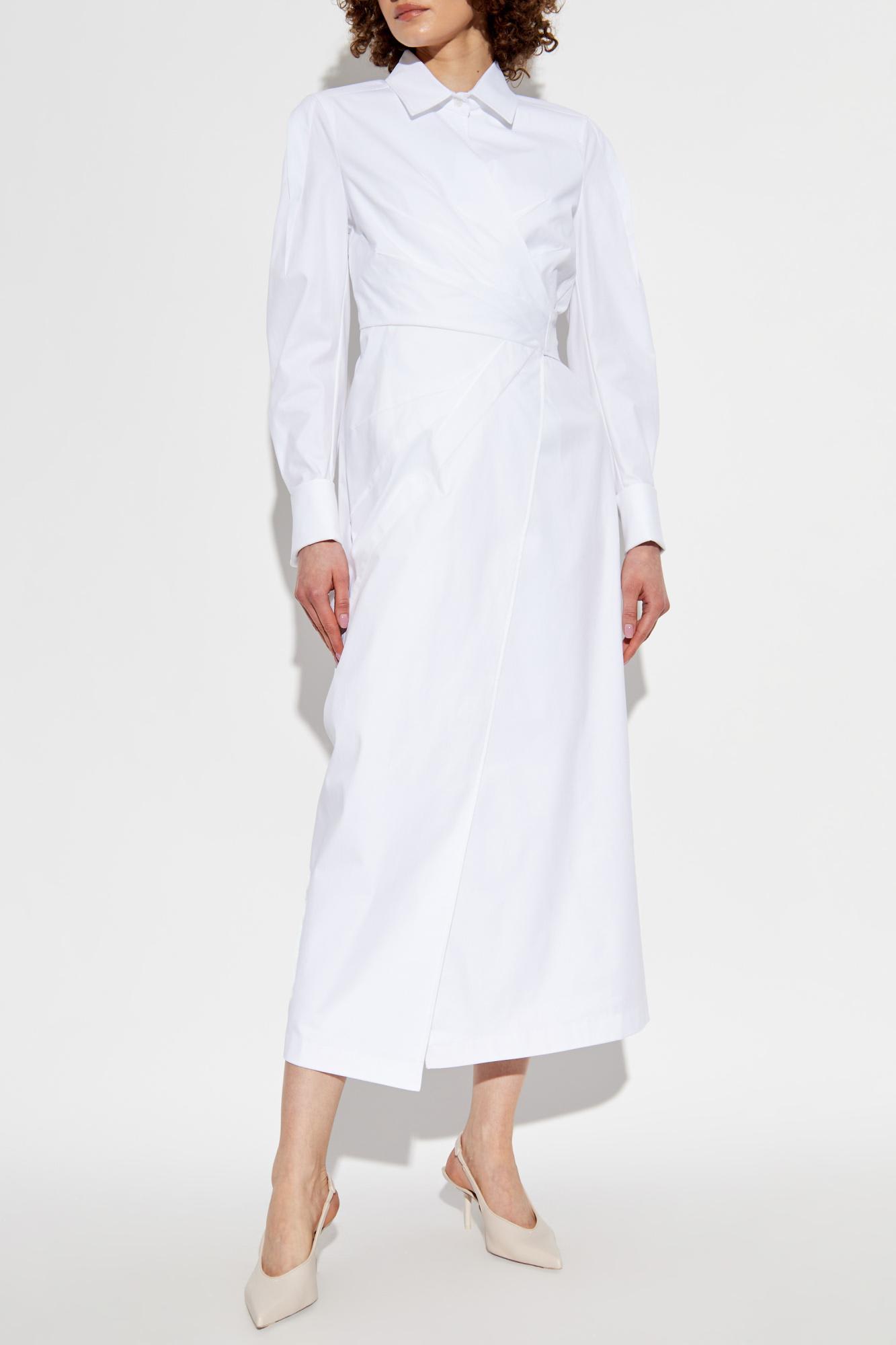 Max Mara Waist Belted French Cuffs Long Sleeve Midi Dress