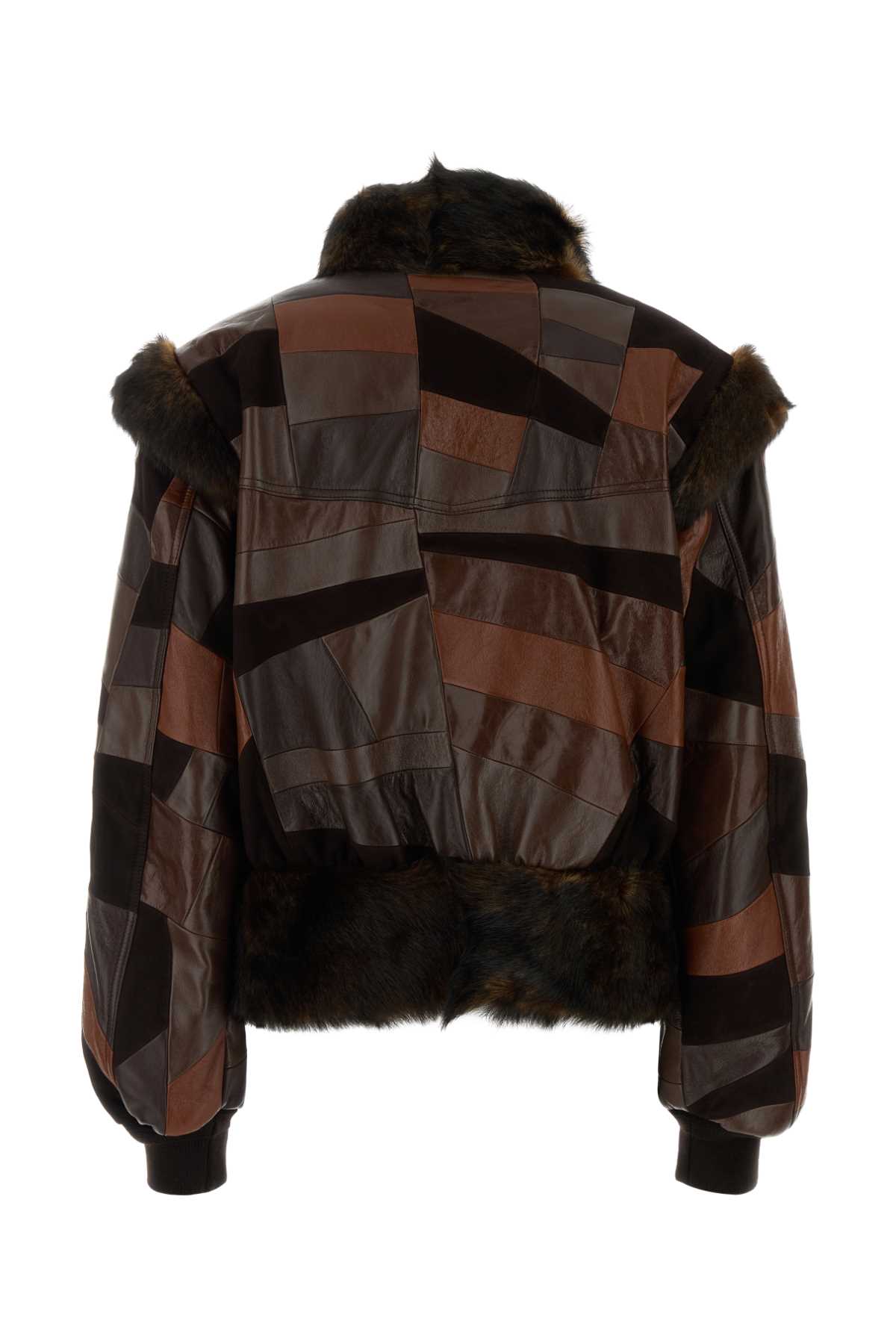 Chloé Shearling-trimmed Leather Bomber Jacket In Multi