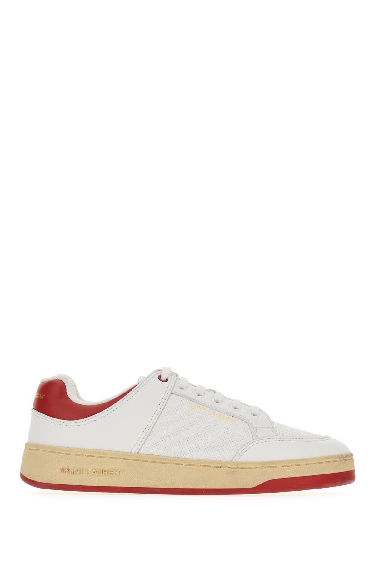 Saint Laurent Two-tone Leather Sl/61 Sneakers In Blanc Opt