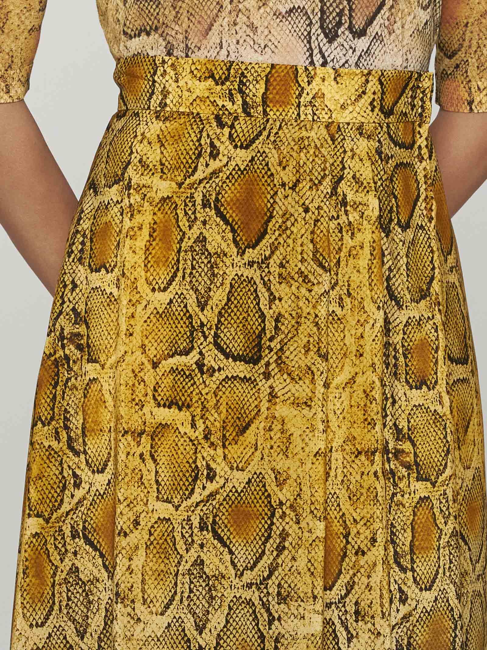 Shop Max Mara Orche Print Silk Skirt In Yellow
